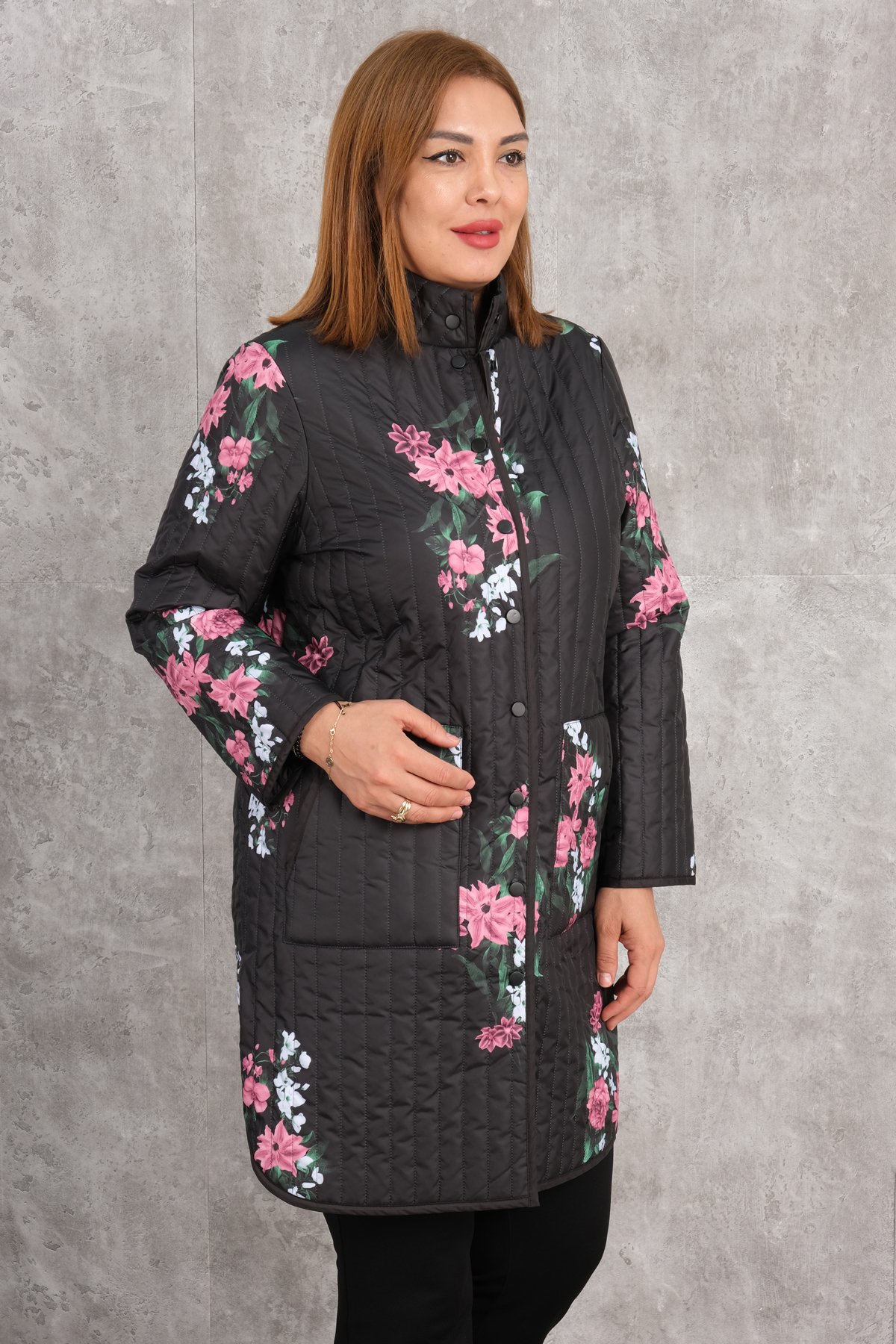 Plus Size Long Sport Jacket-Black