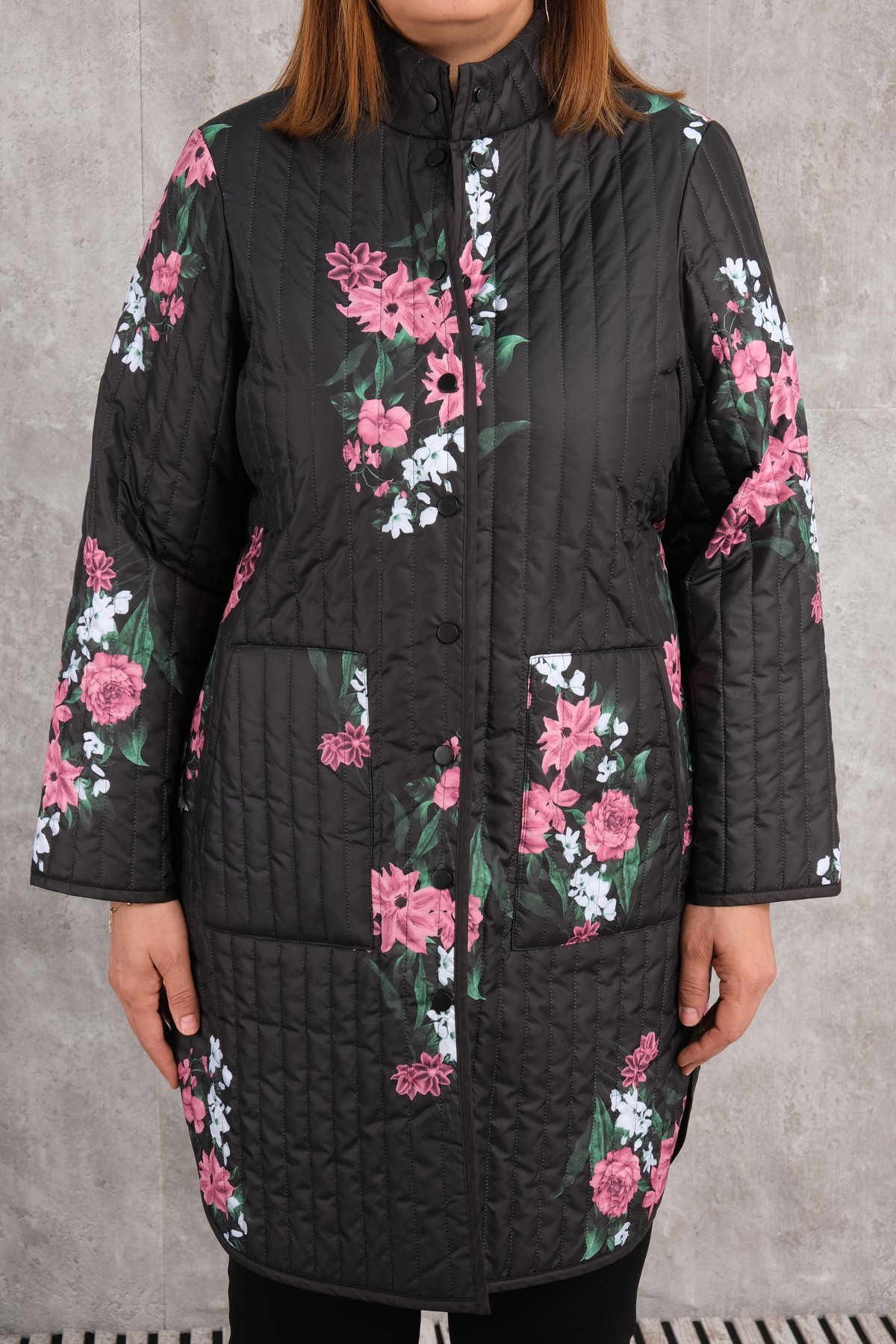 Plus Size Long Sport Jacket-Black
