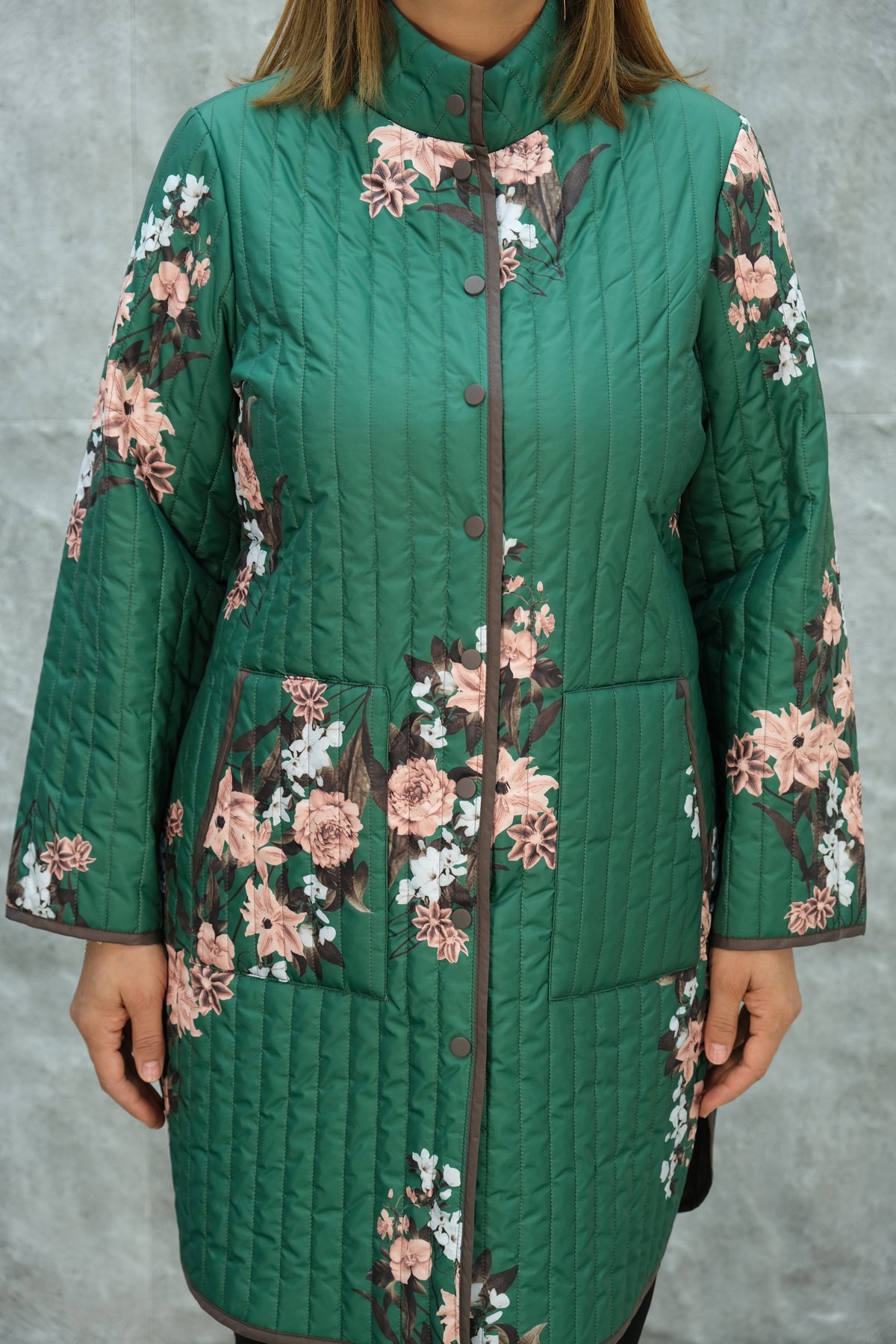 Plus Size Long Sport Jacket-Green