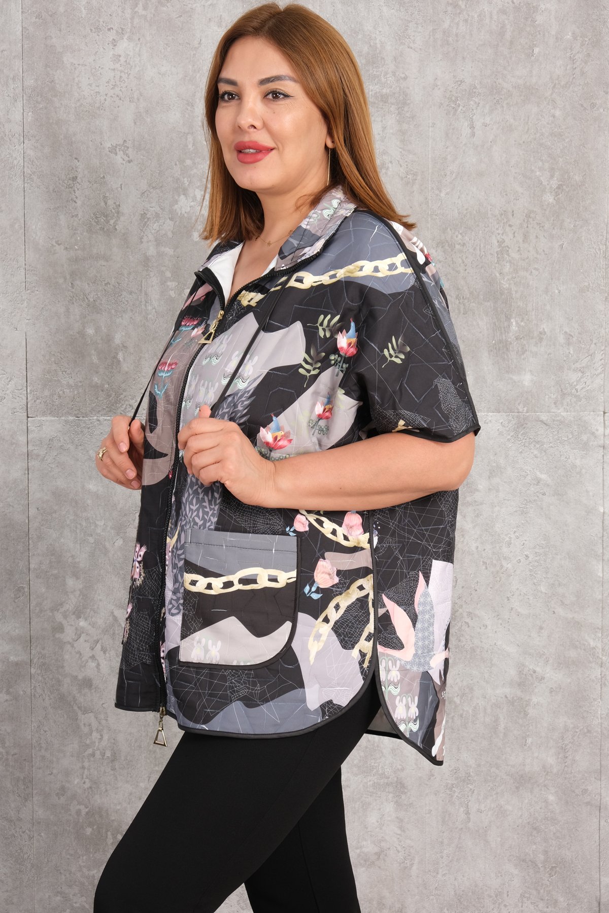 Plus Size Short Sport Jacket-Black