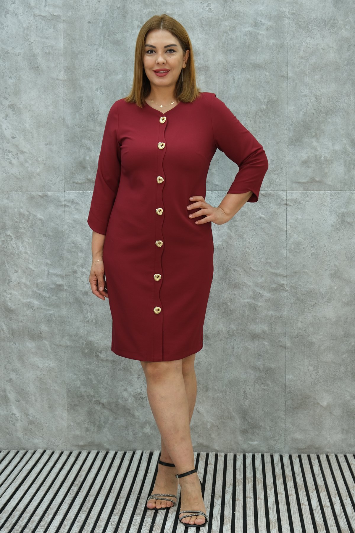 Super Plus Size Dress-Claret Red