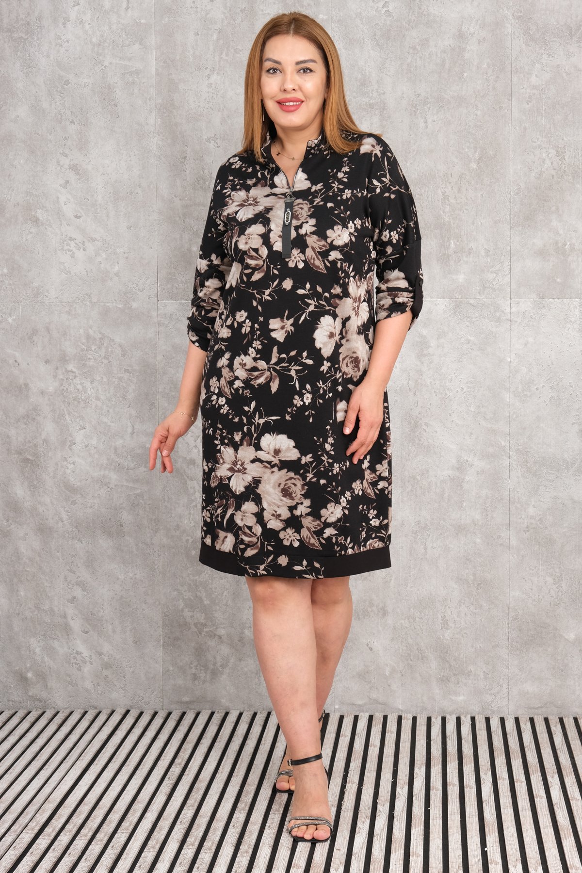Super Plus Size Dress-Brown