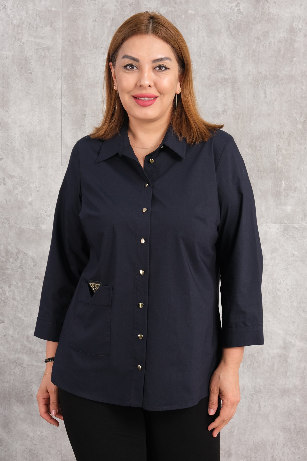 Plus Size Shirt-Dark Blue