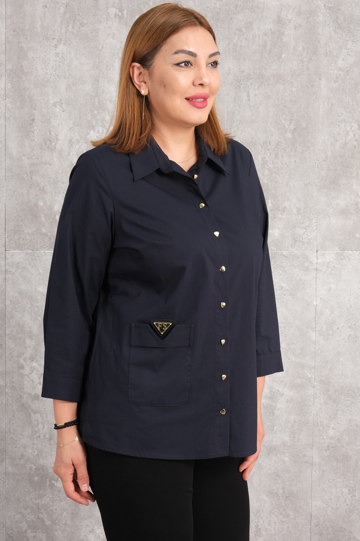 Plus Size Shirt-Dark Blue