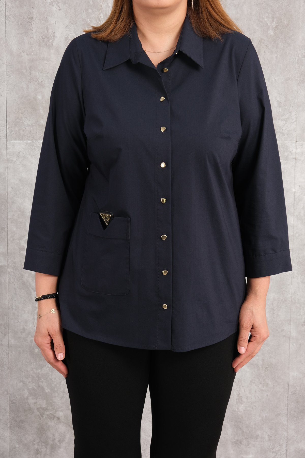 Plus Size Shirt-Dark Blue