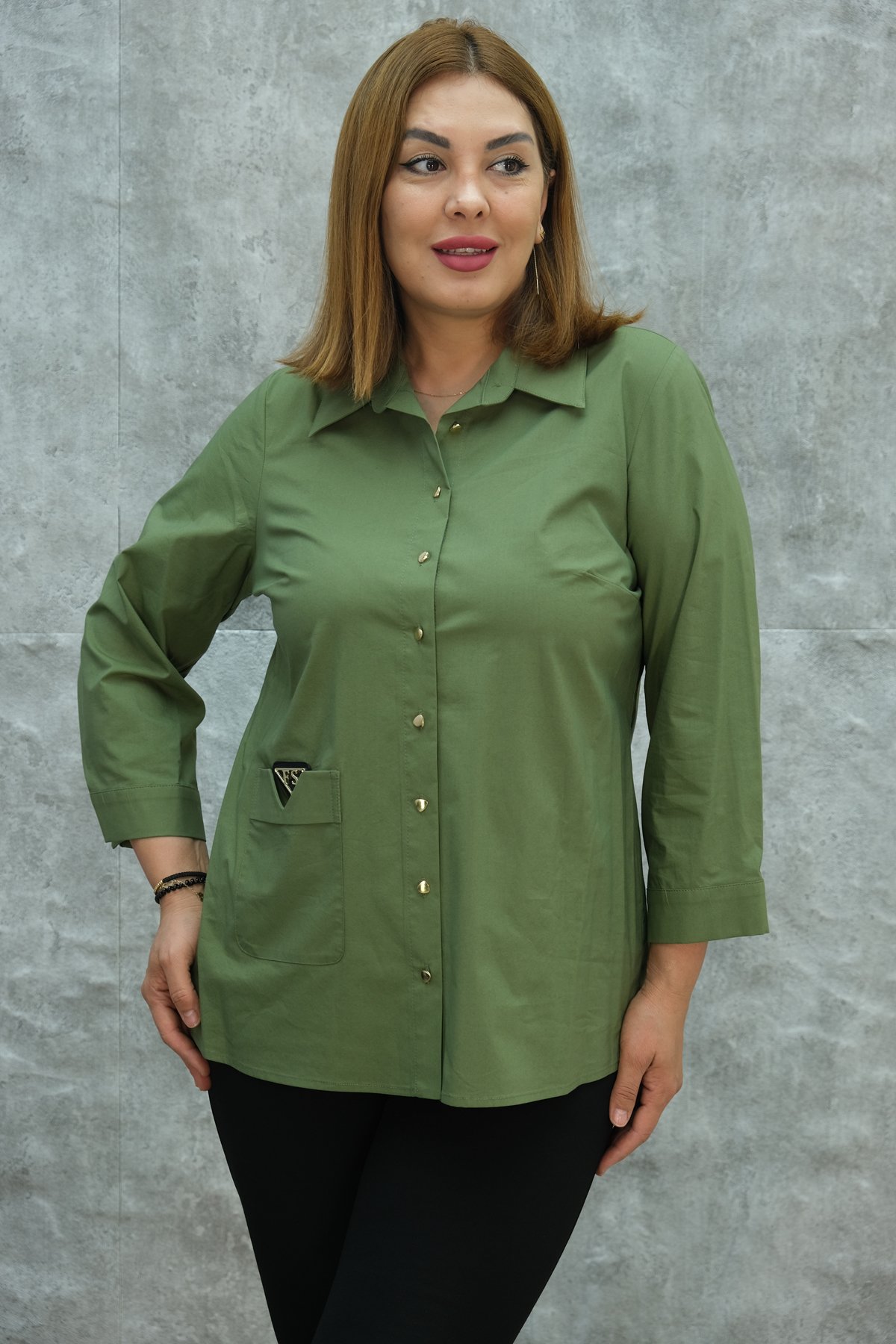 Plus Size Shirt-Khaki