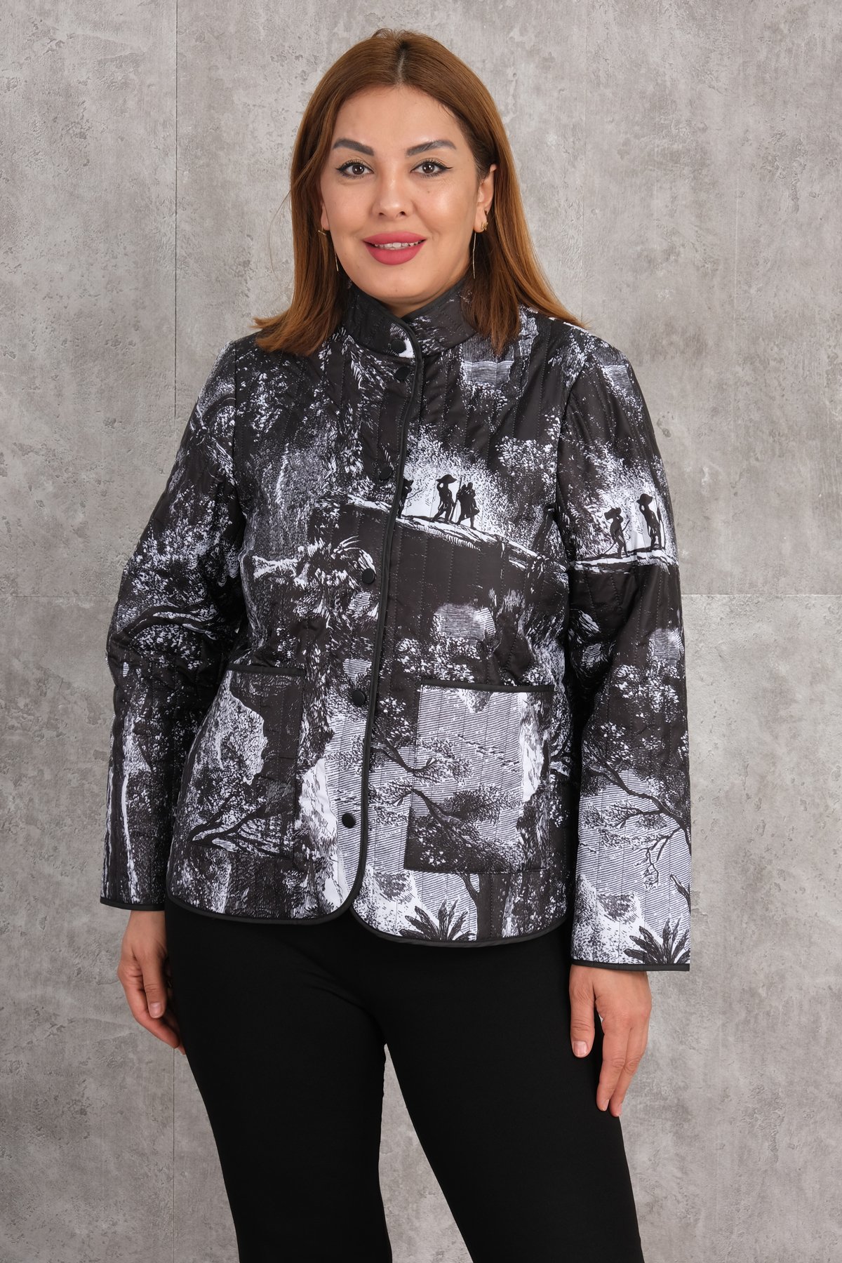 Plus Size Short Sport Jacket-Black
