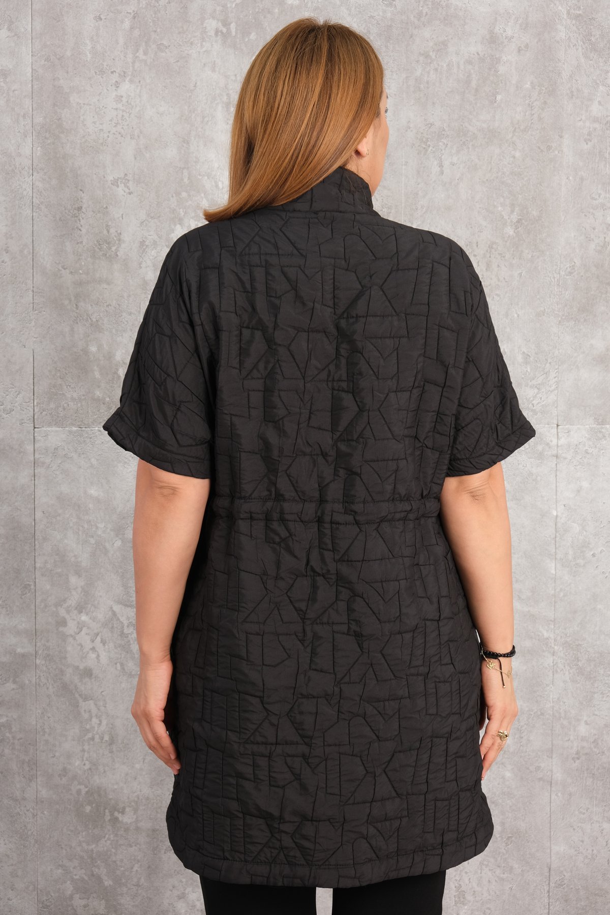 Plus Size Quilted Vest-Black