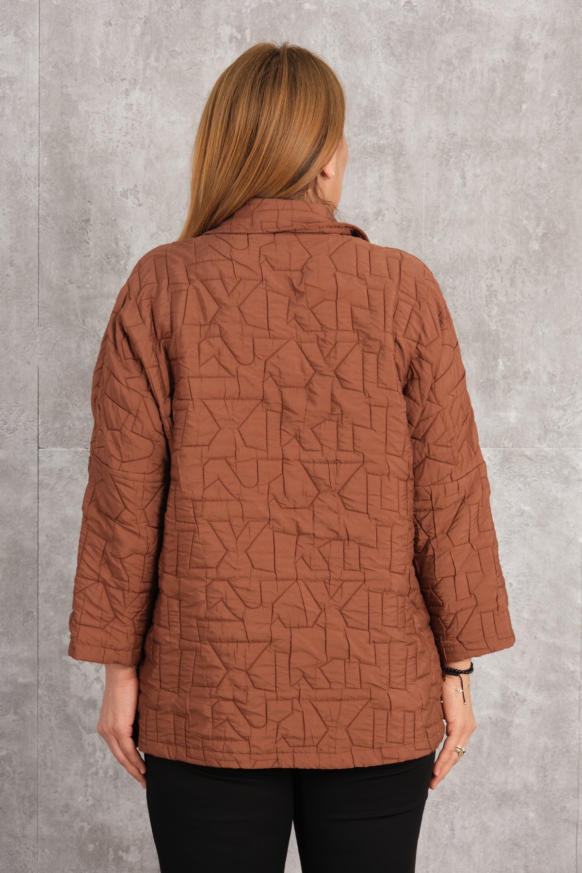 Plus Size Short Sport Jacket-Brown