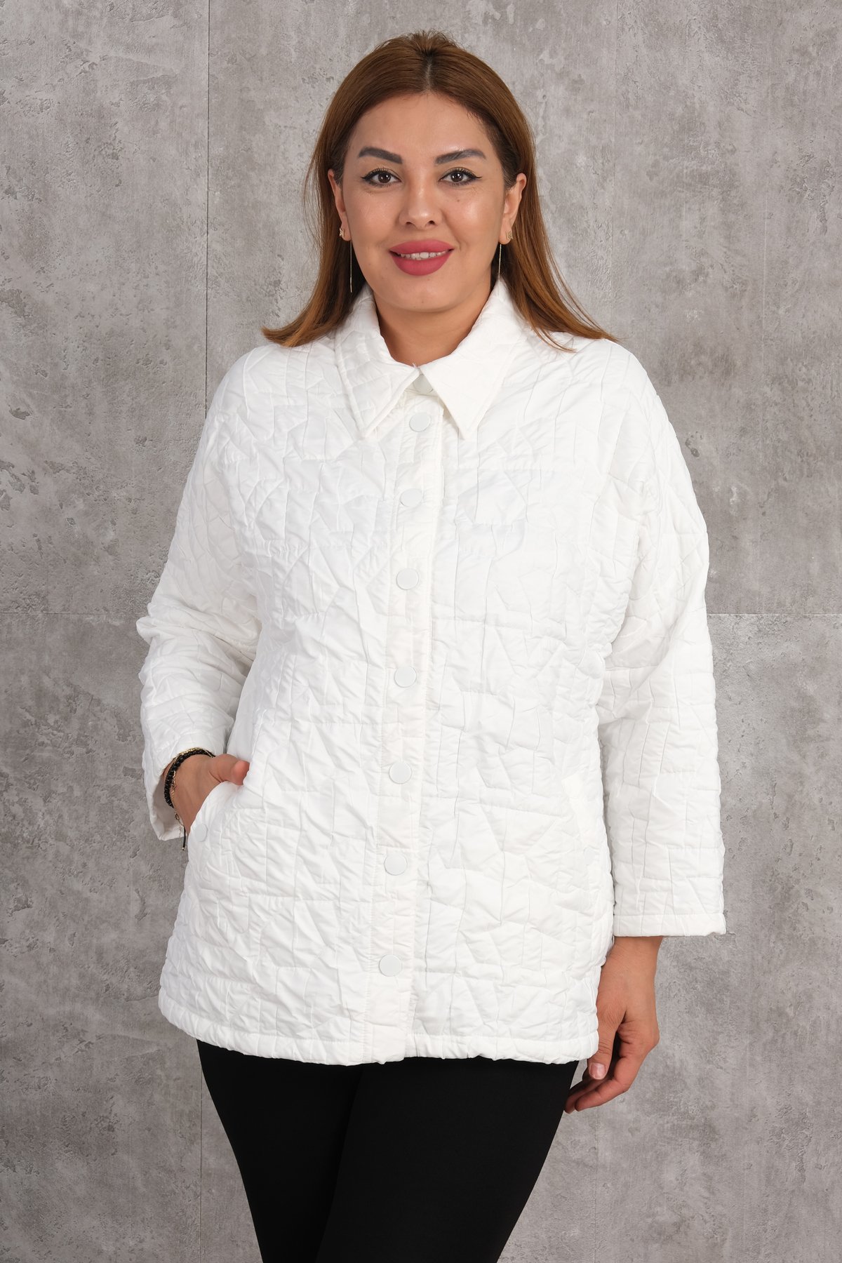Plus Size Short Sport Jacket-White