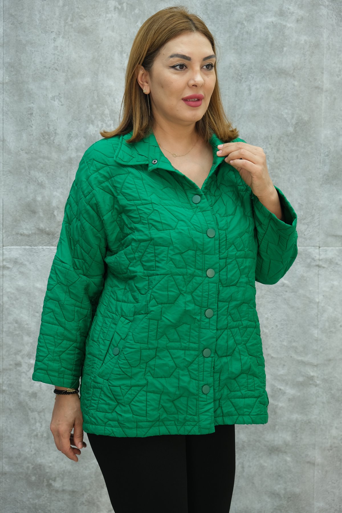 Plus Size Short Sport Jacket-Green