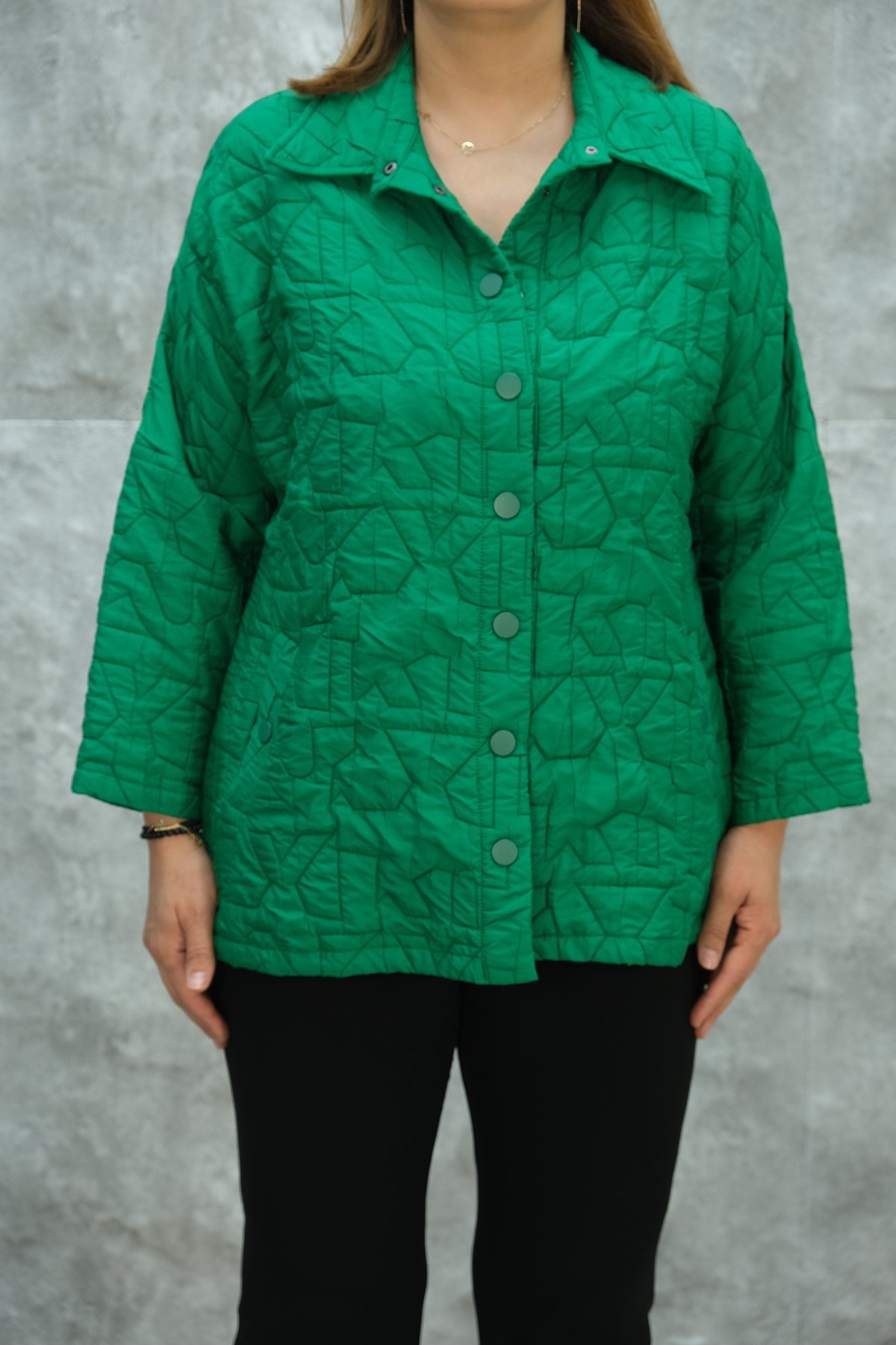 Plus Size Short Sport Jacket-Green