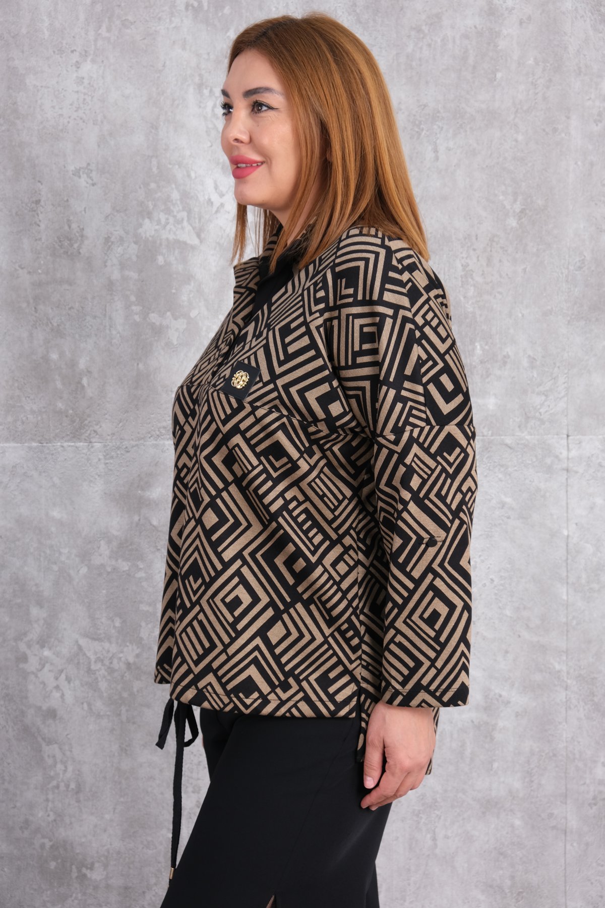 Plus Size Printed Blouse-White