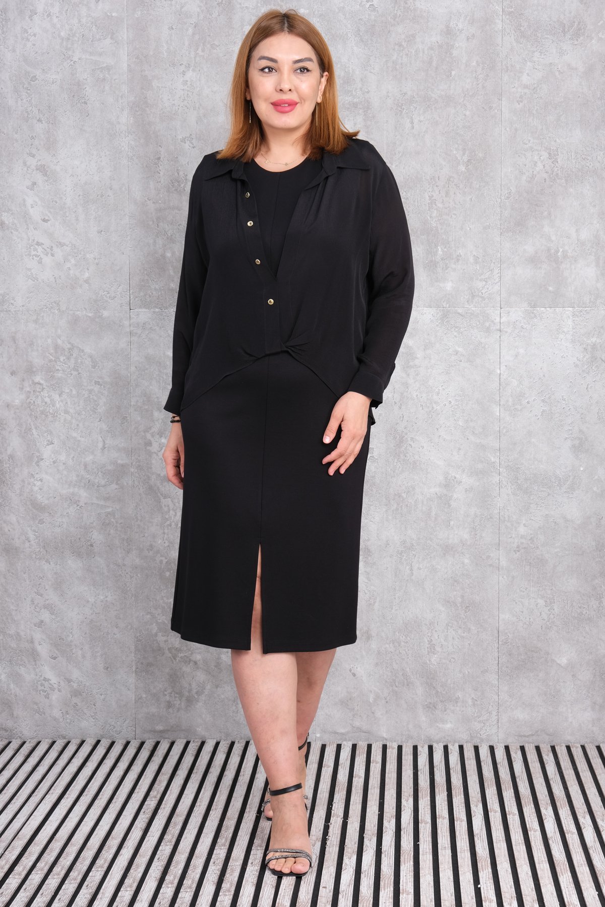 Plus Size Two-Piece Set-Black