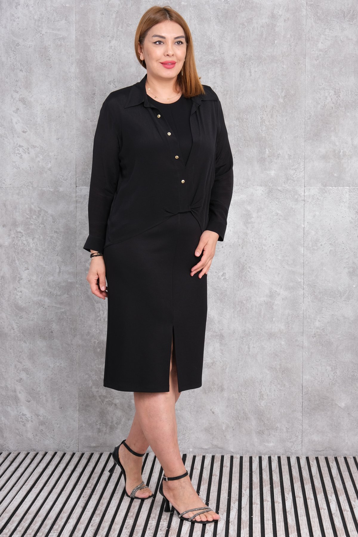 Plus Size Two-Piece Set-Black