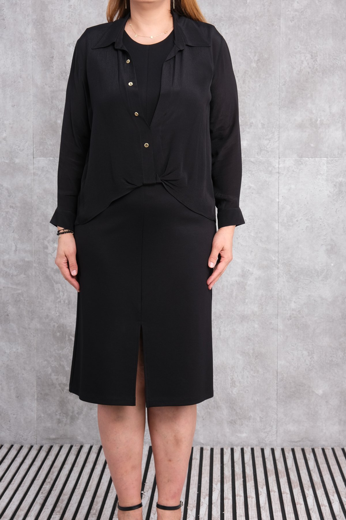 Plus Size Two-Piece Set-Black