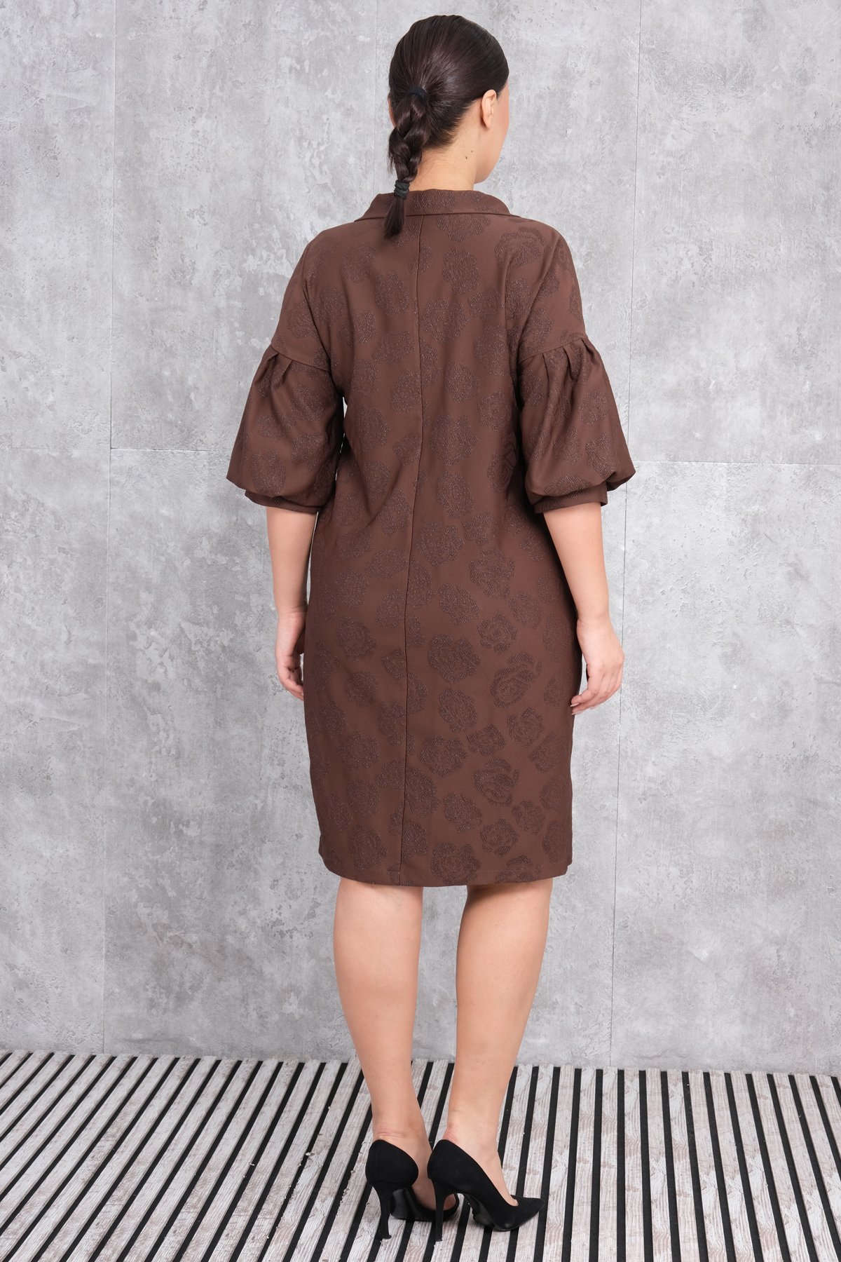 Plus Size Dress-Brown