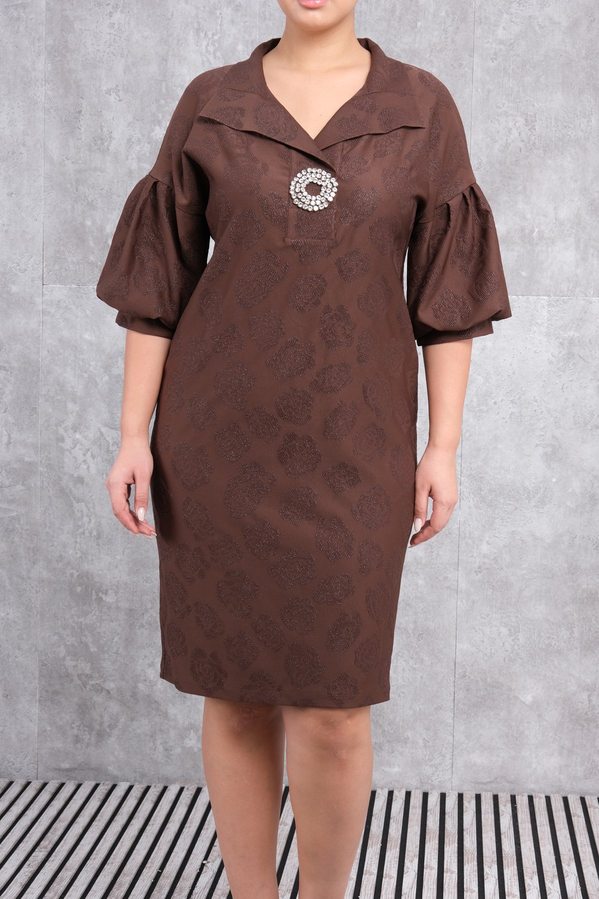 Plus Size Dress-Brown