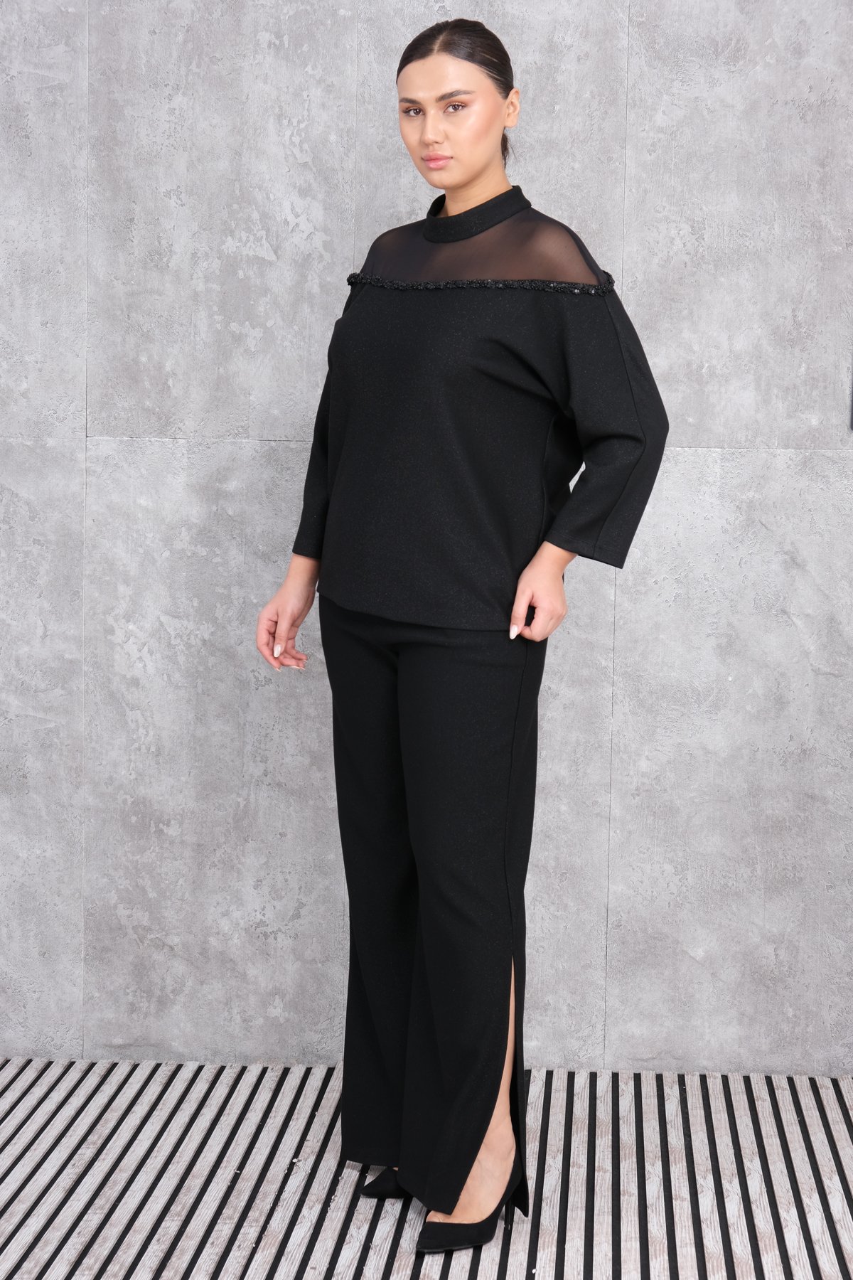 Plus Size Two-Piece Set-Black