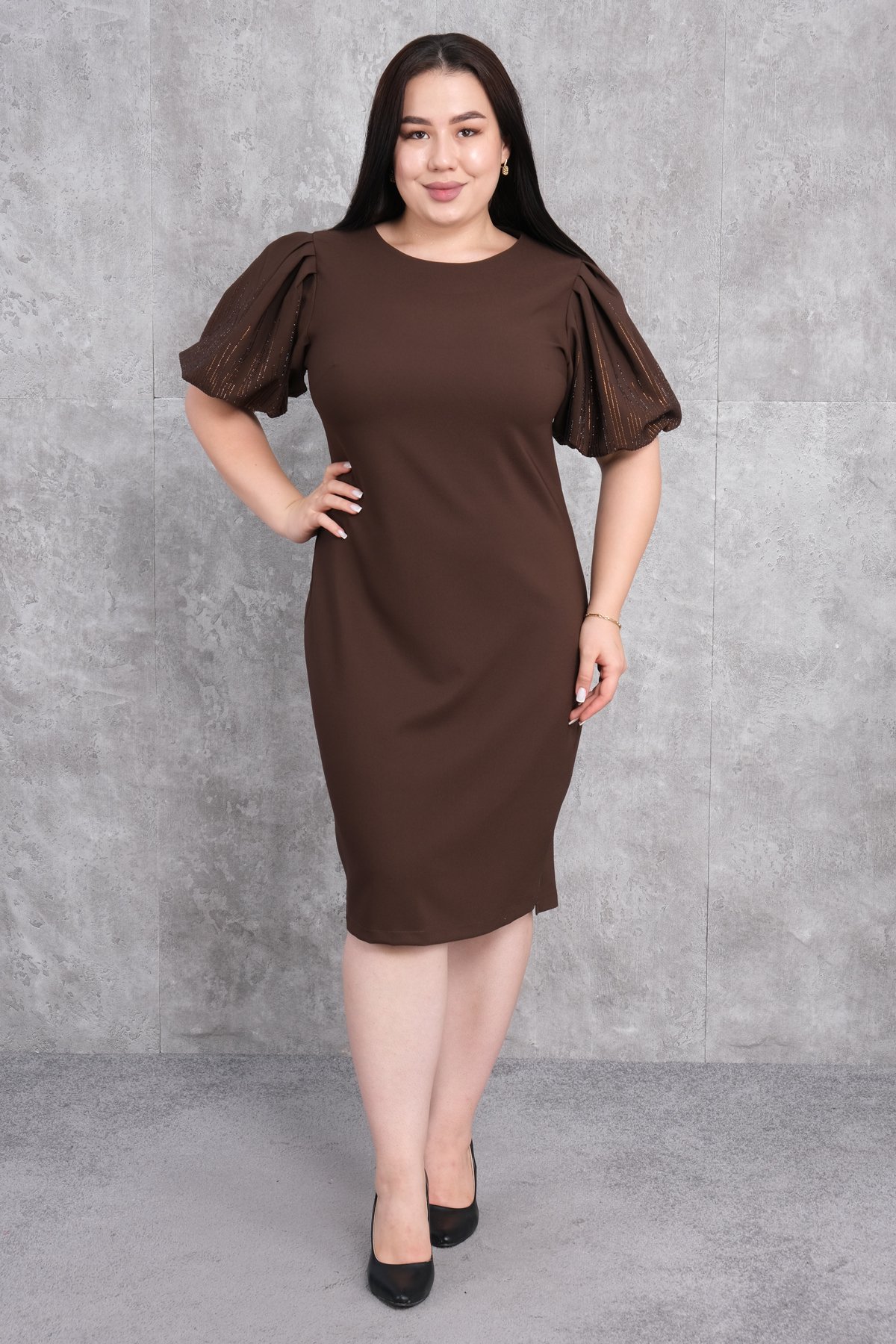 Super Plus Size Dress-Brown