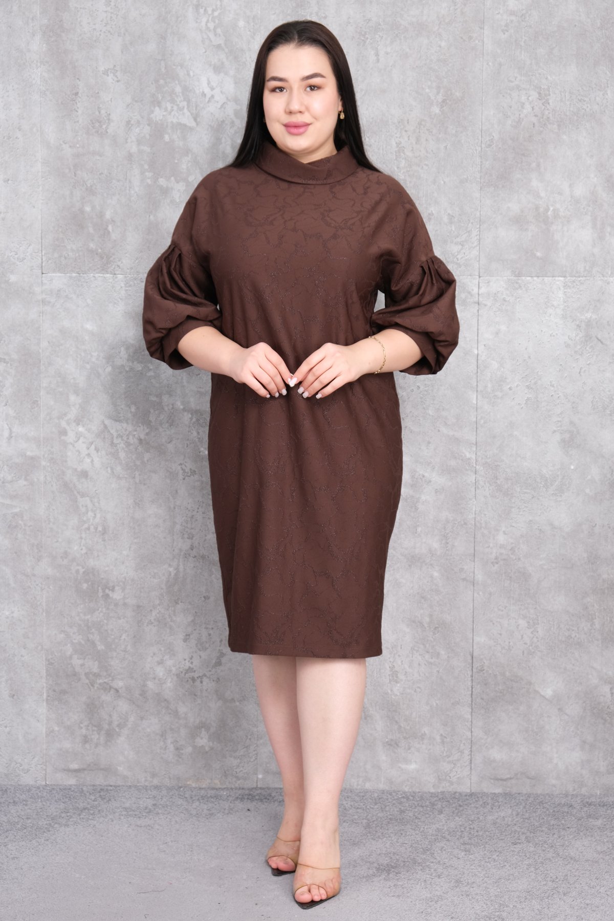 Plus Size Dress-Brown