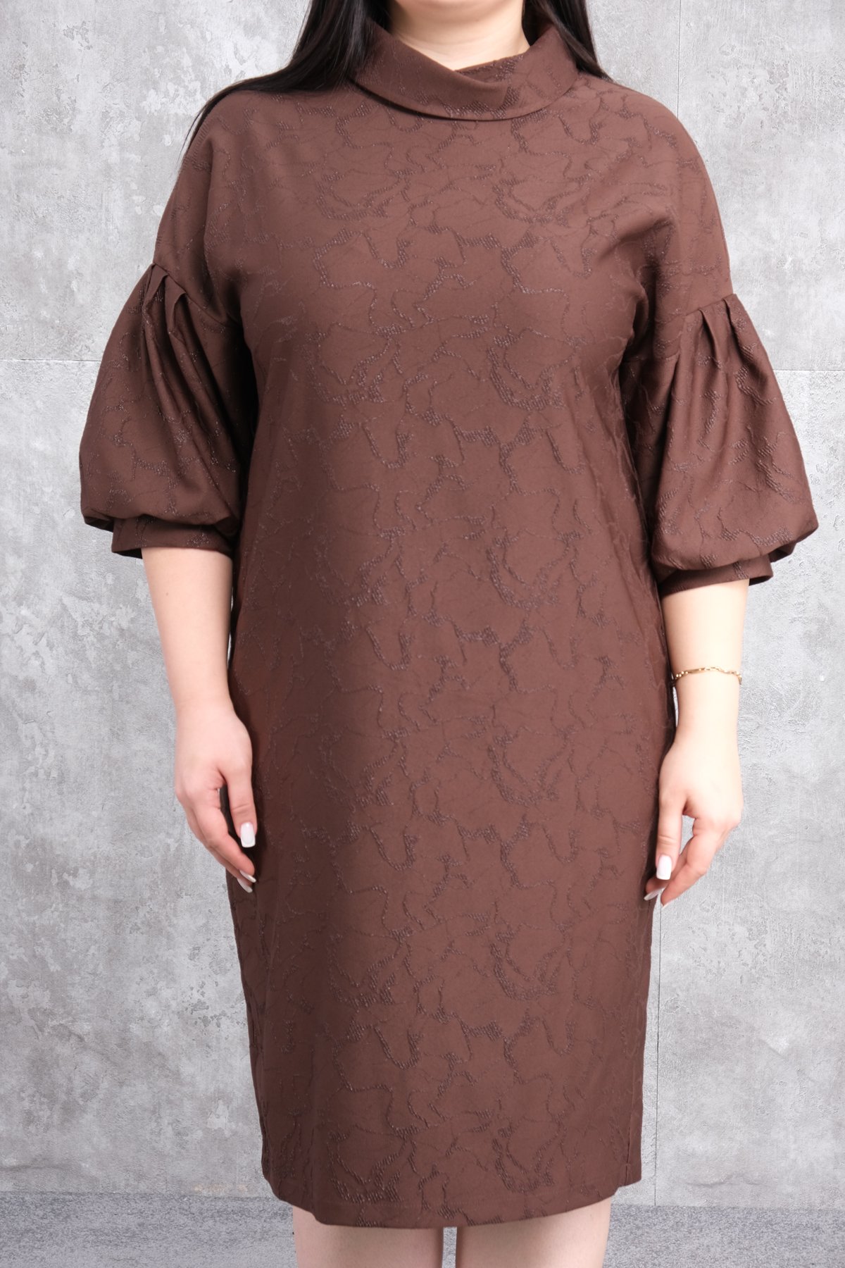 Plus Size Dress-Brown