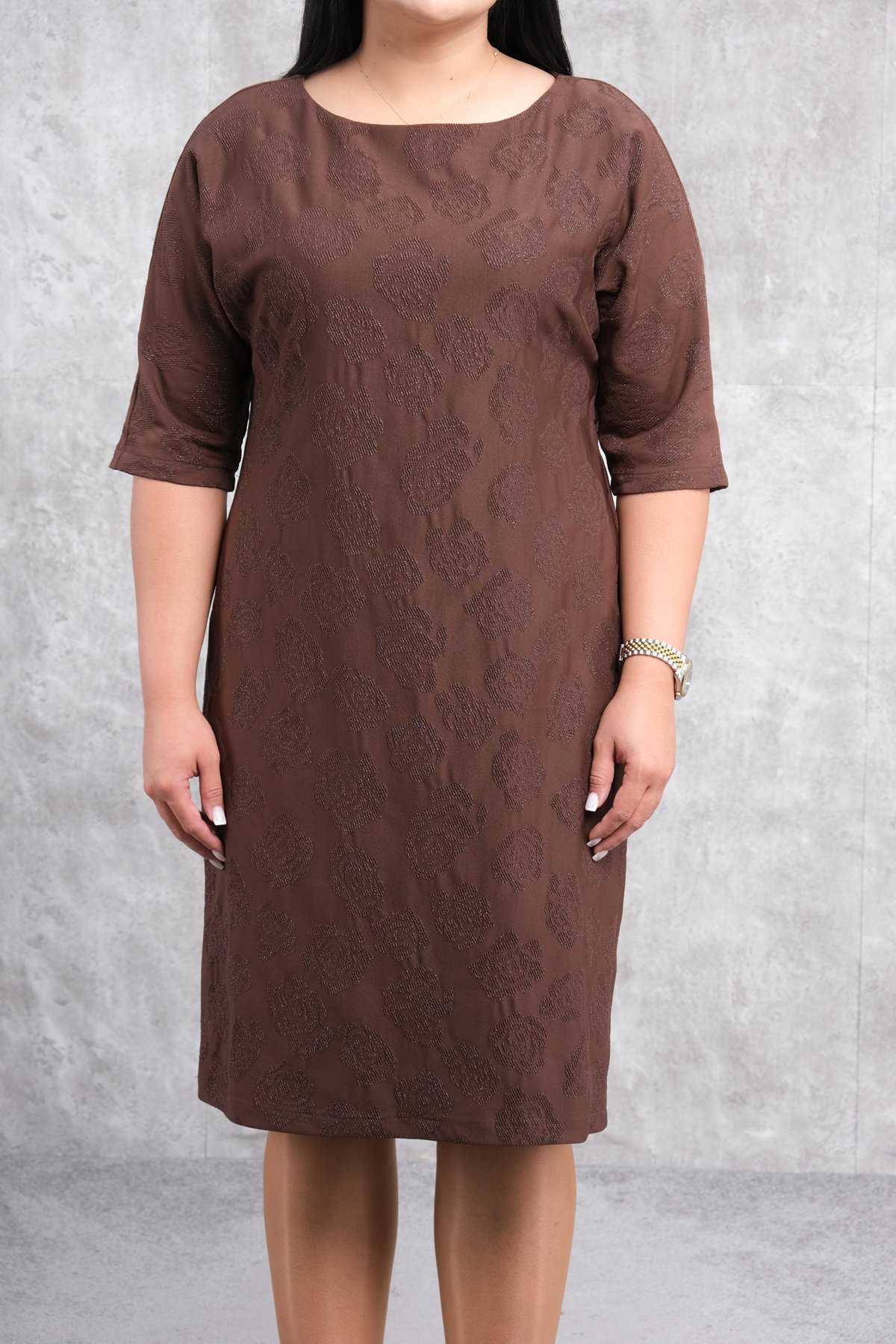 Plus Size Dress-Brown