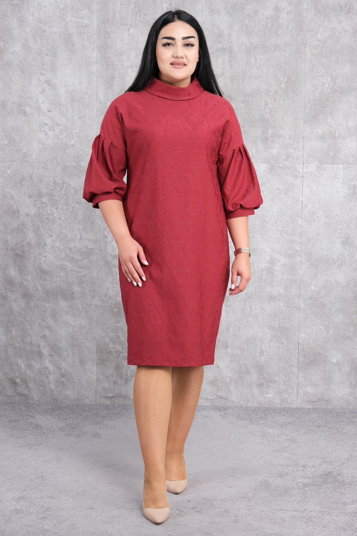 Super Plus Size Dress-Claret Red