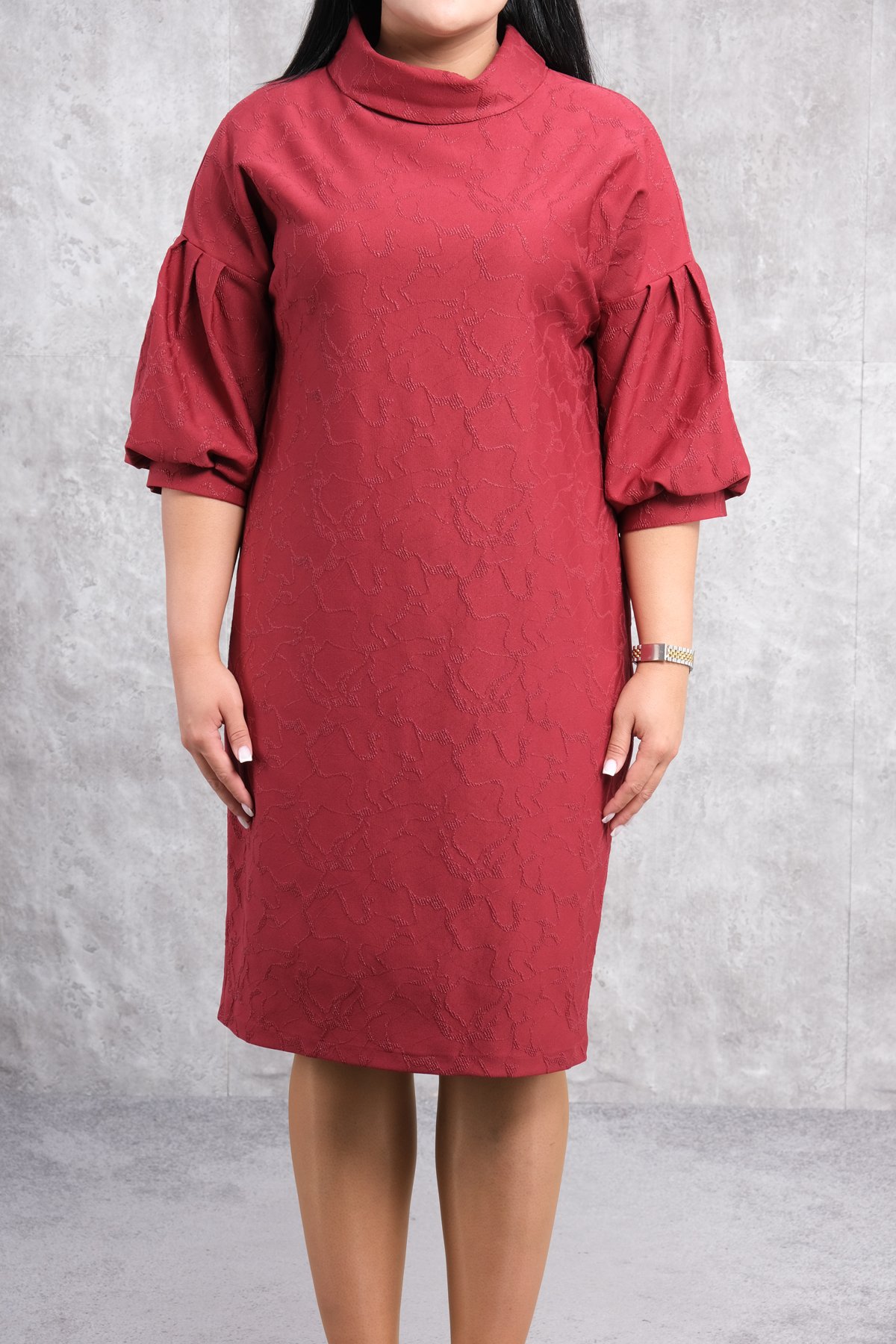 Super Plus Size Dress-Claret Red