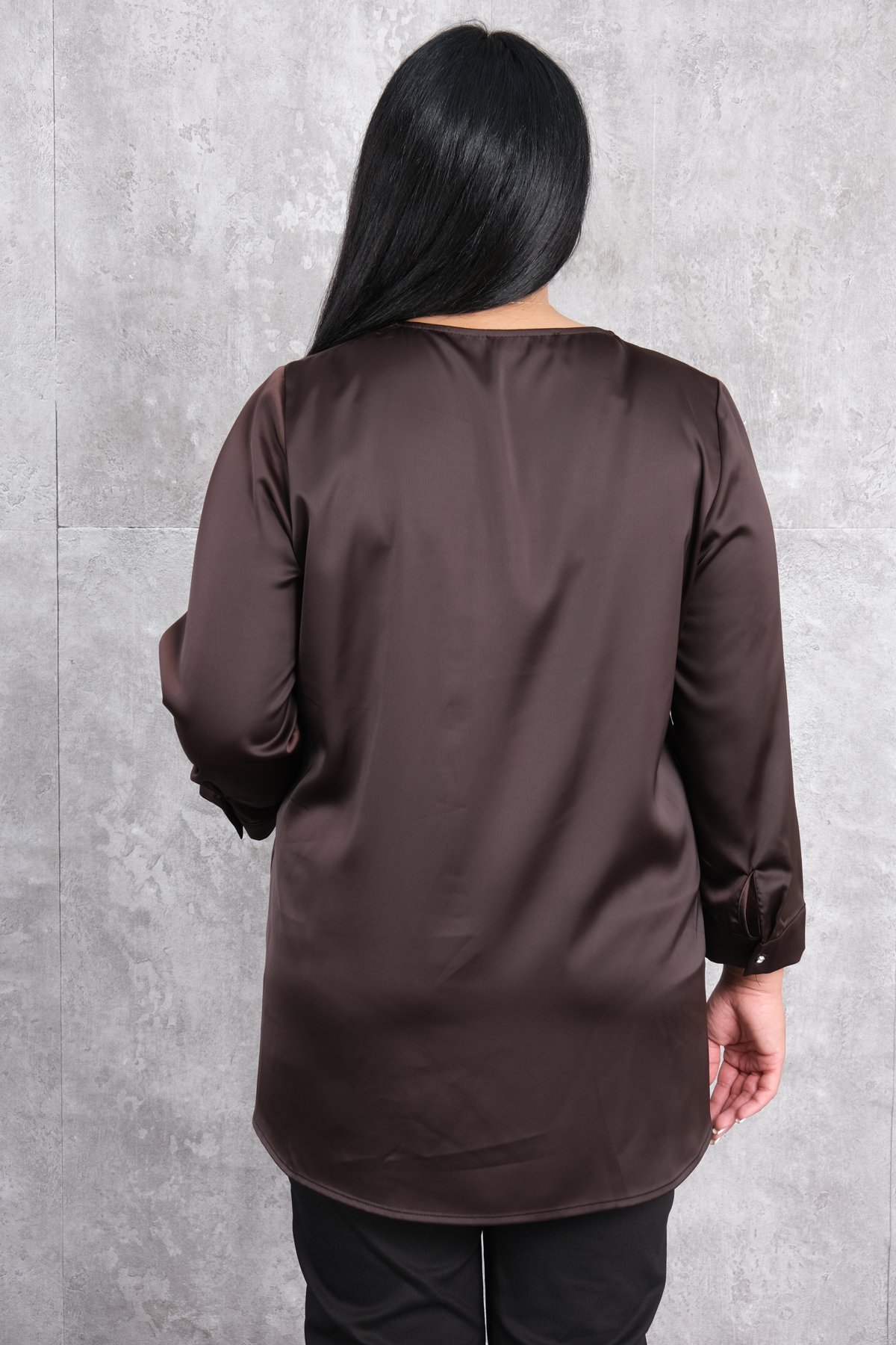 Plus Size Blouse-Brown