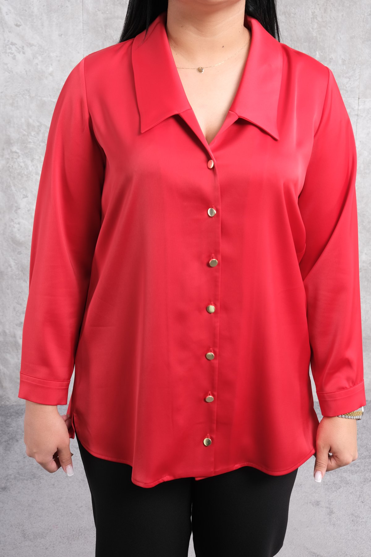 Plus Size Blouse-Red