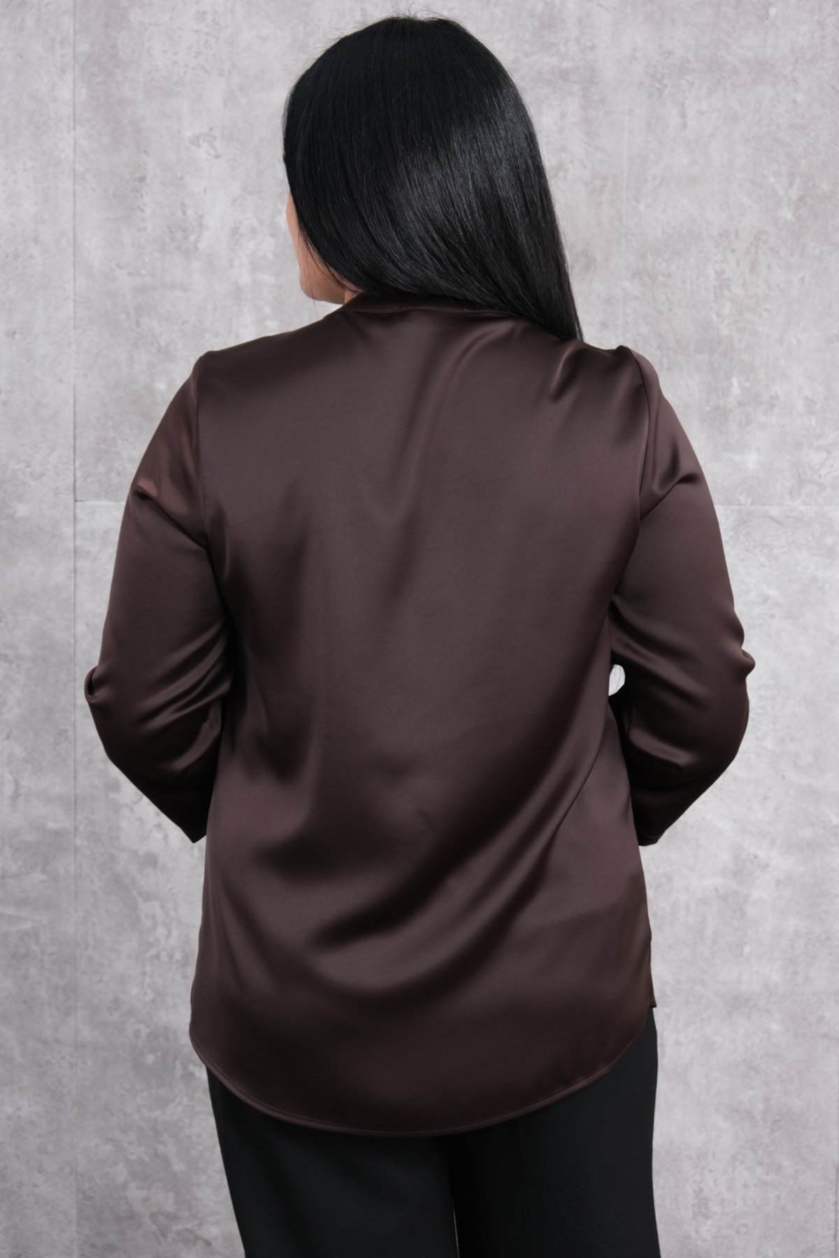 Büyük Beden Bluz-Kahverengi