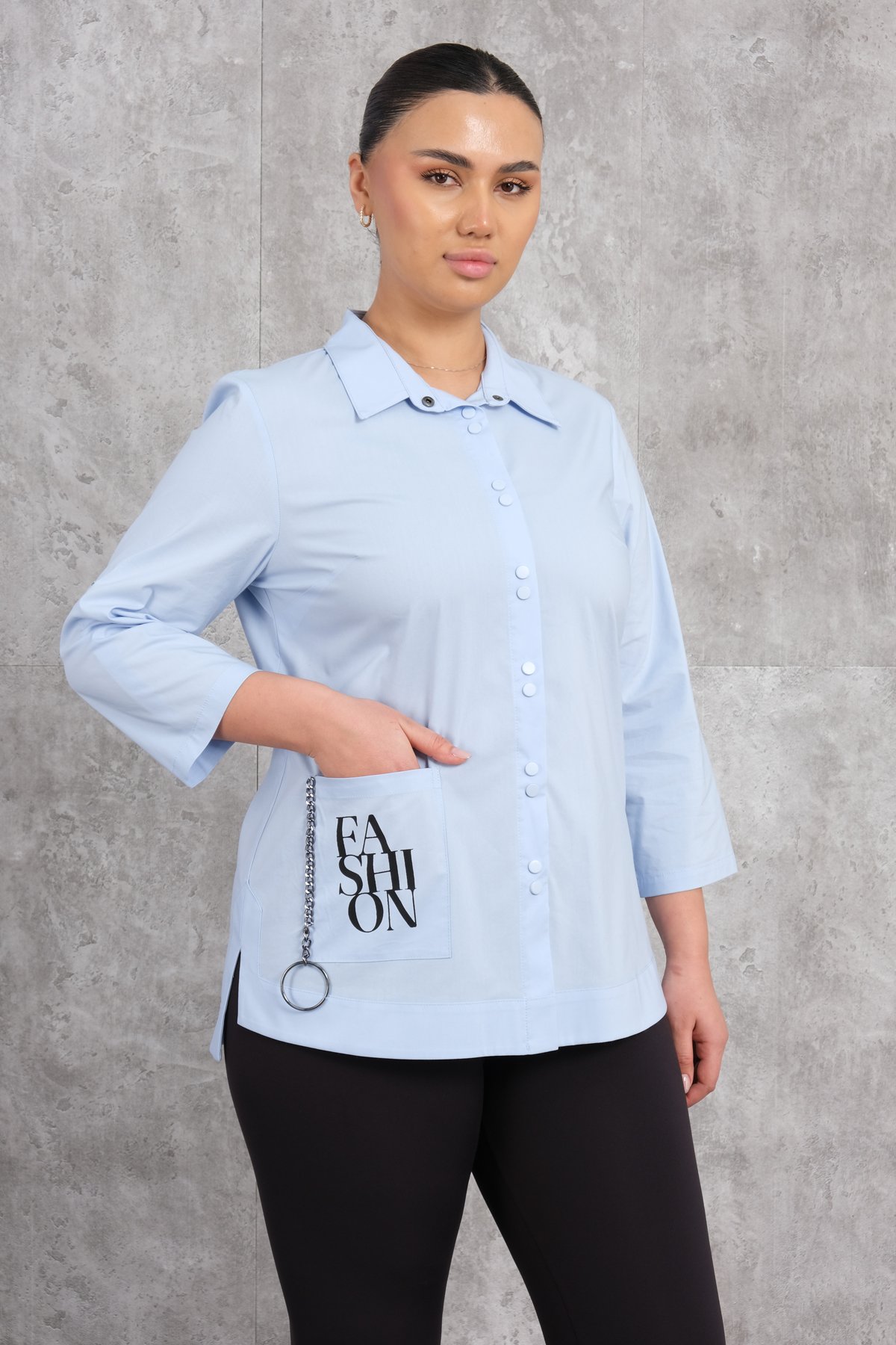 Plus Size Shirt-Blue