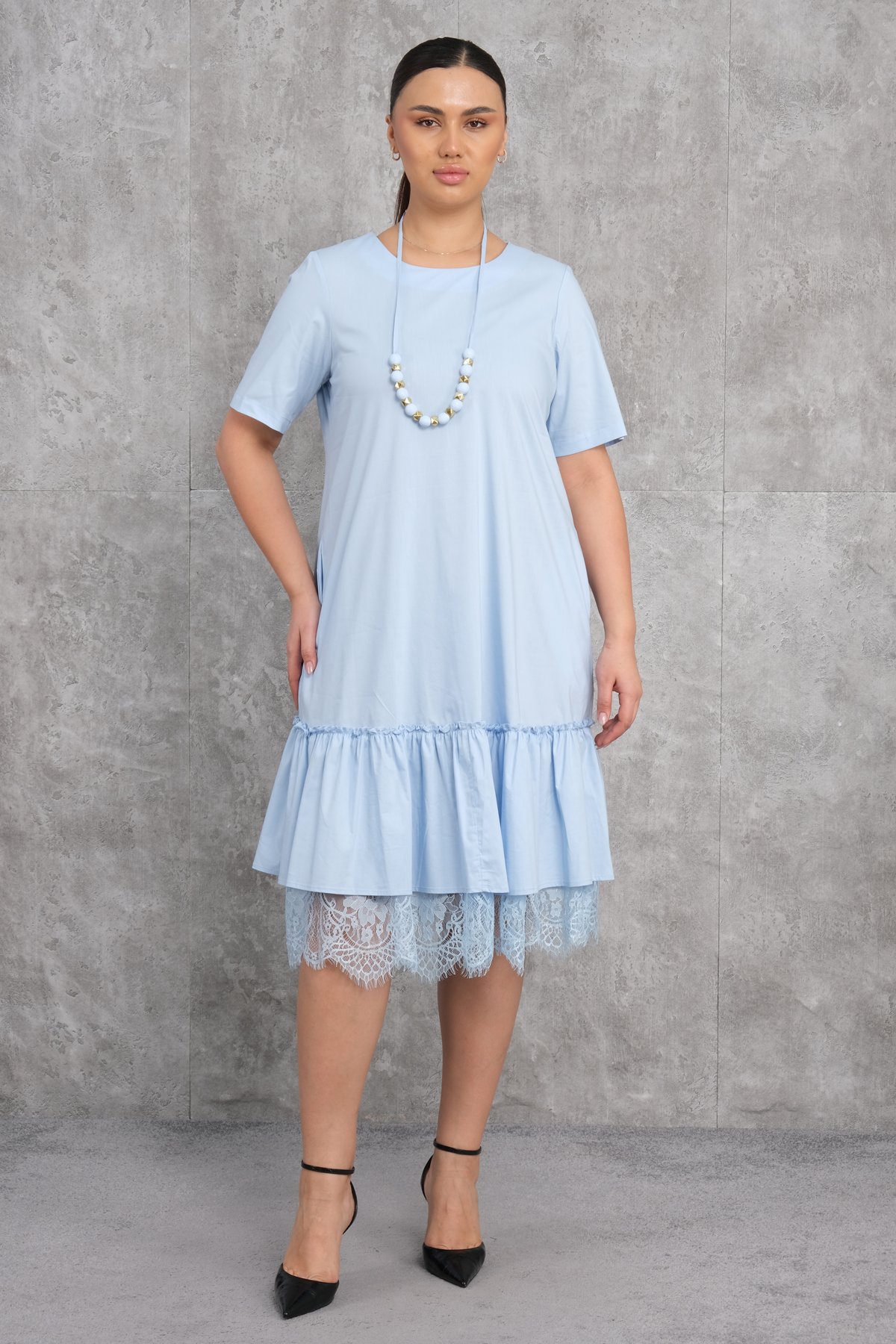 Büyük Beden Elbise-Mavi