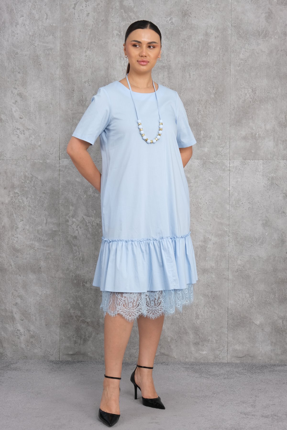 Büyük Beden Elbise-Mavi