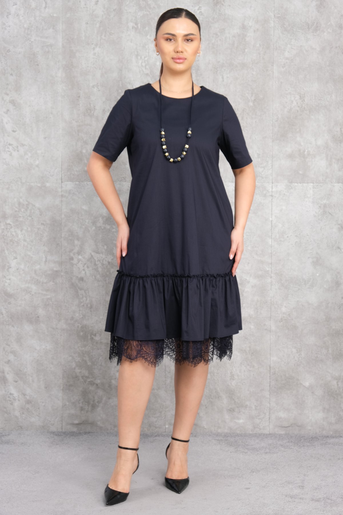 Plus Size Dress-Dark Blue