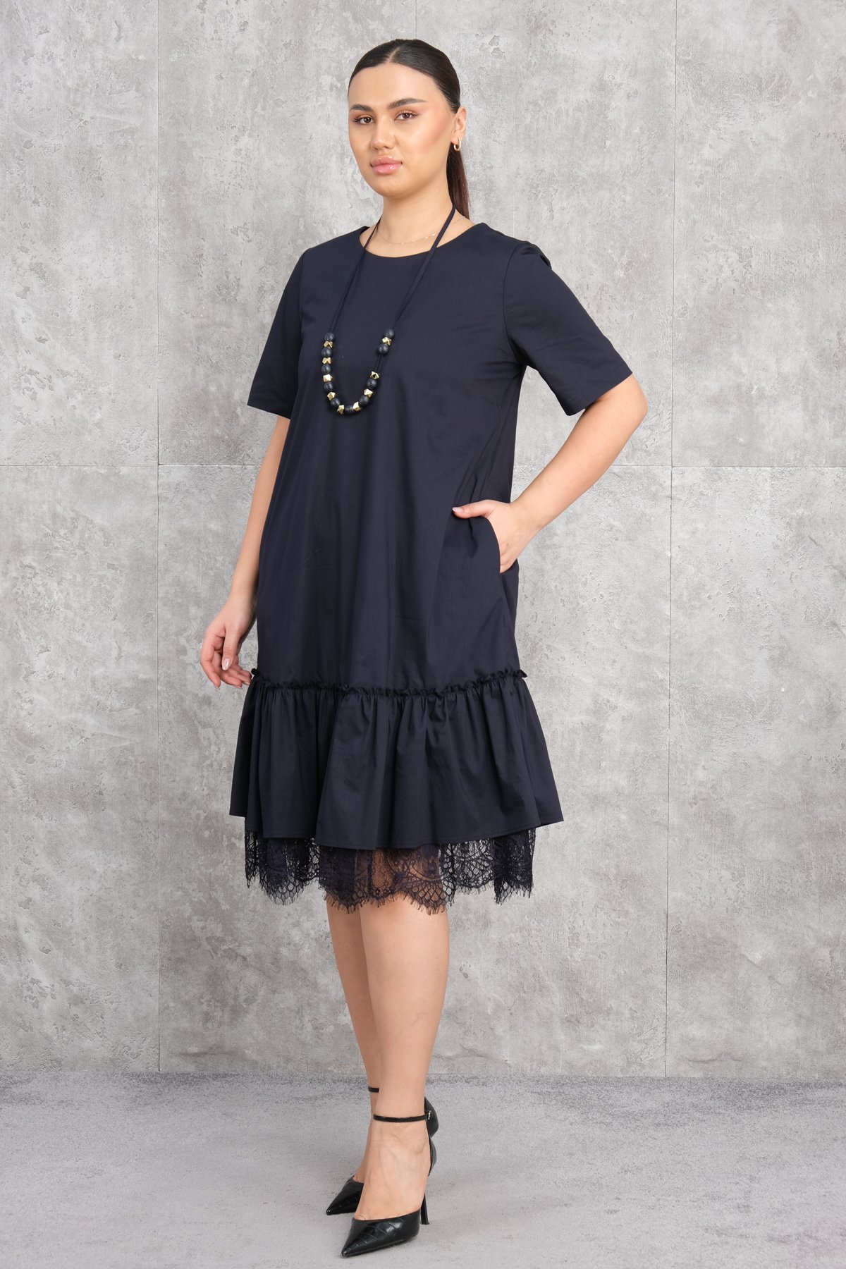 Plus Size Dress-Dark Blue