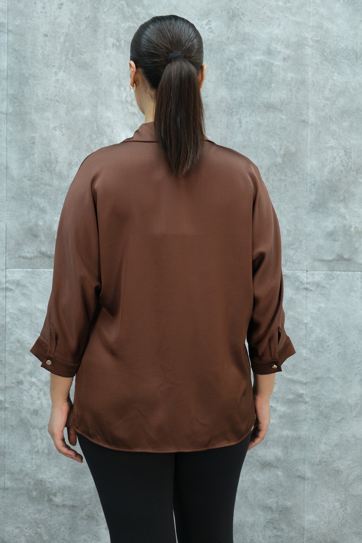 Plus Size Blouse-Brown