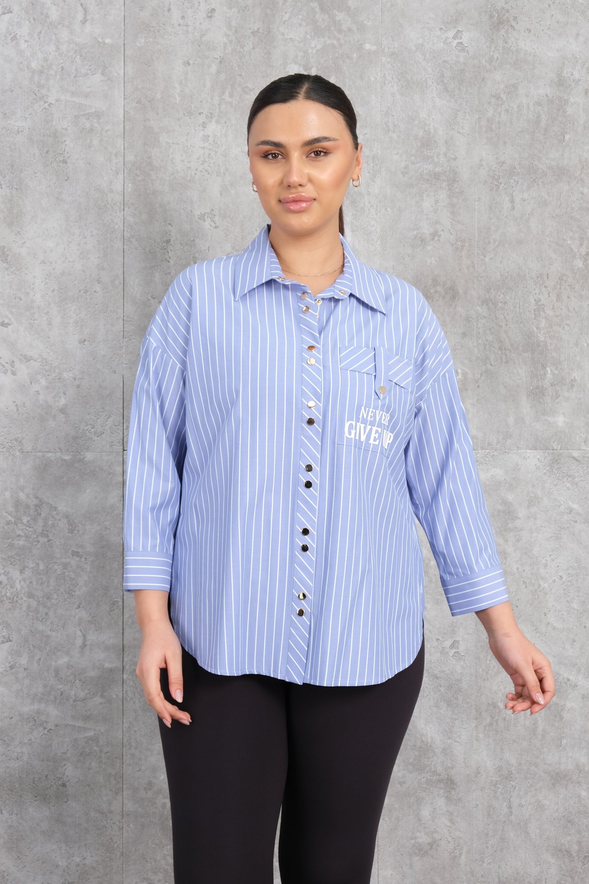 Super Plus Size Shirt-Dark Blue