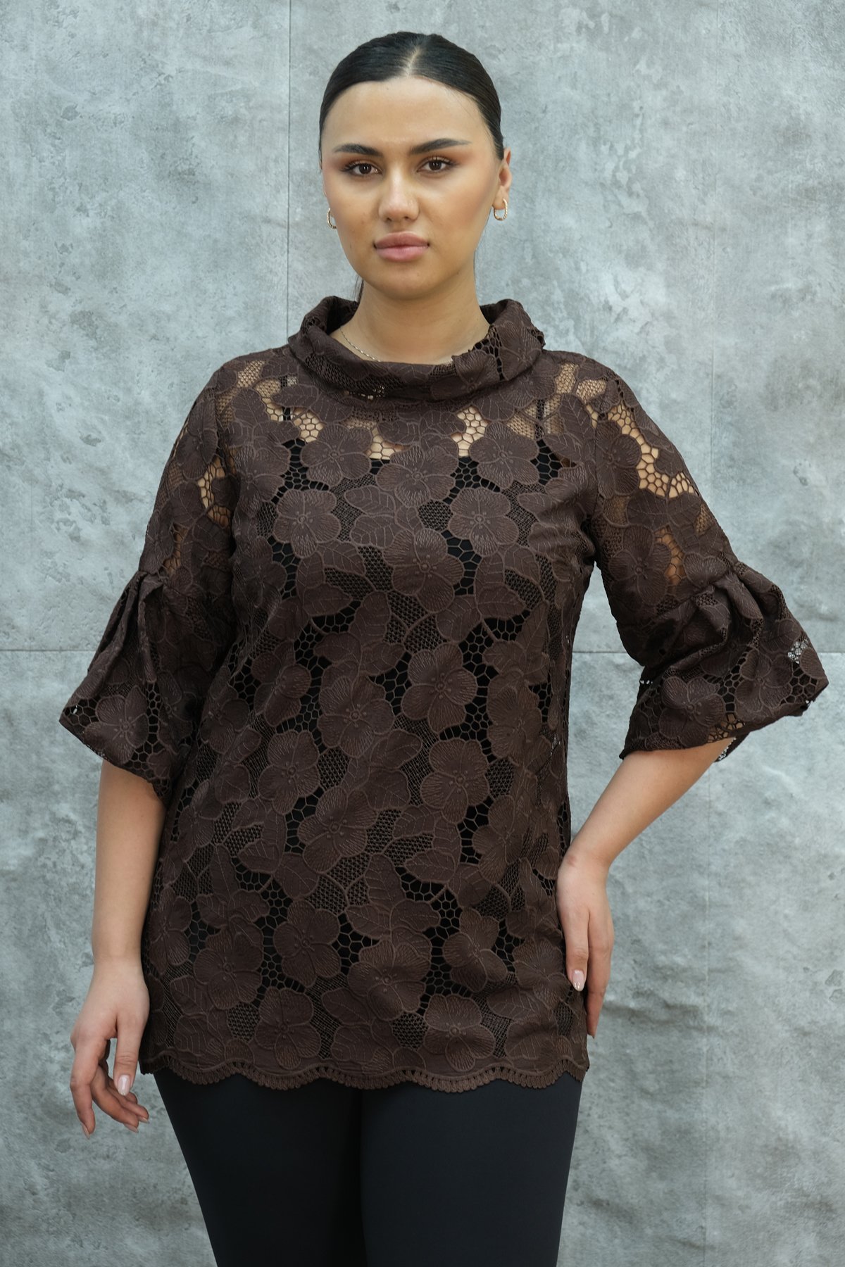 Plus Size Shirt-Brown