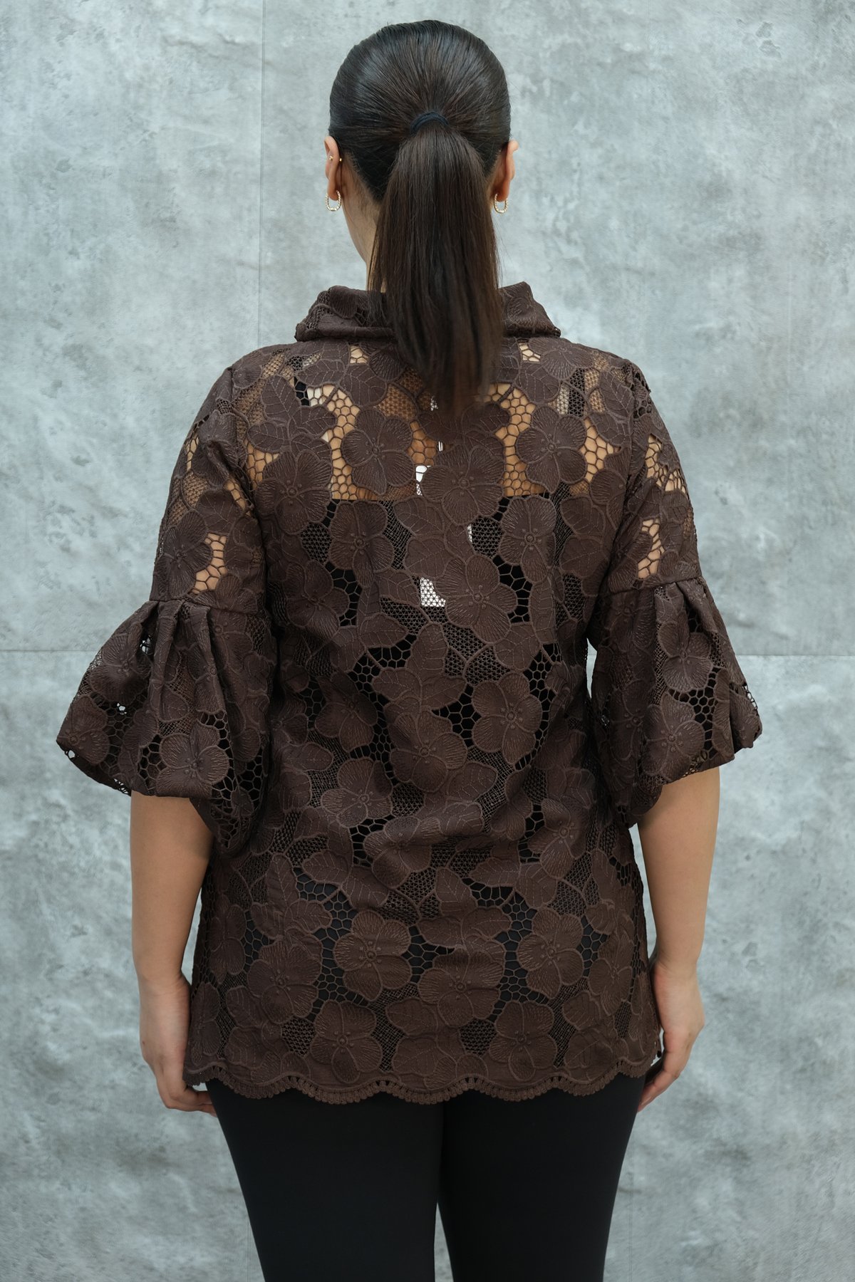 Plus Size Shirt-Brown