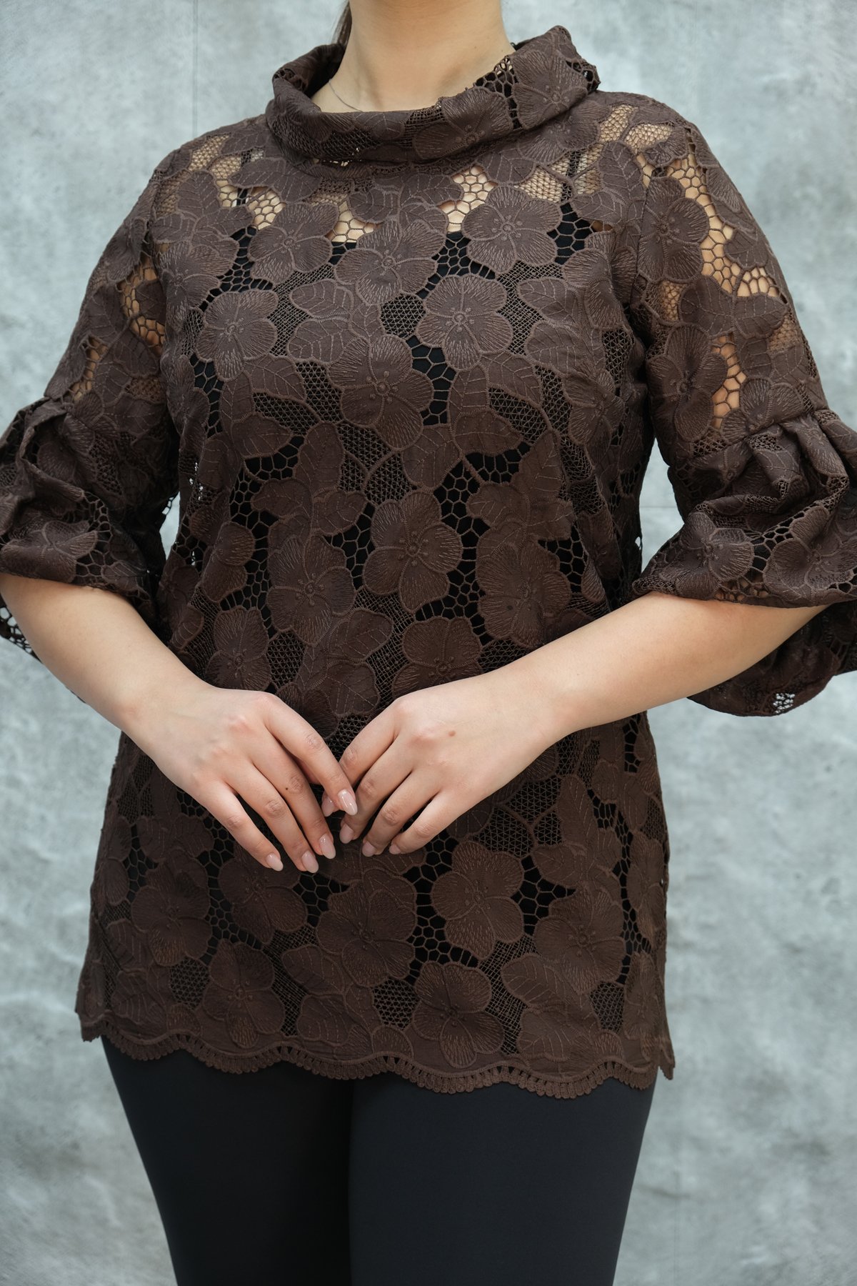Plus Size Shirt-Brown