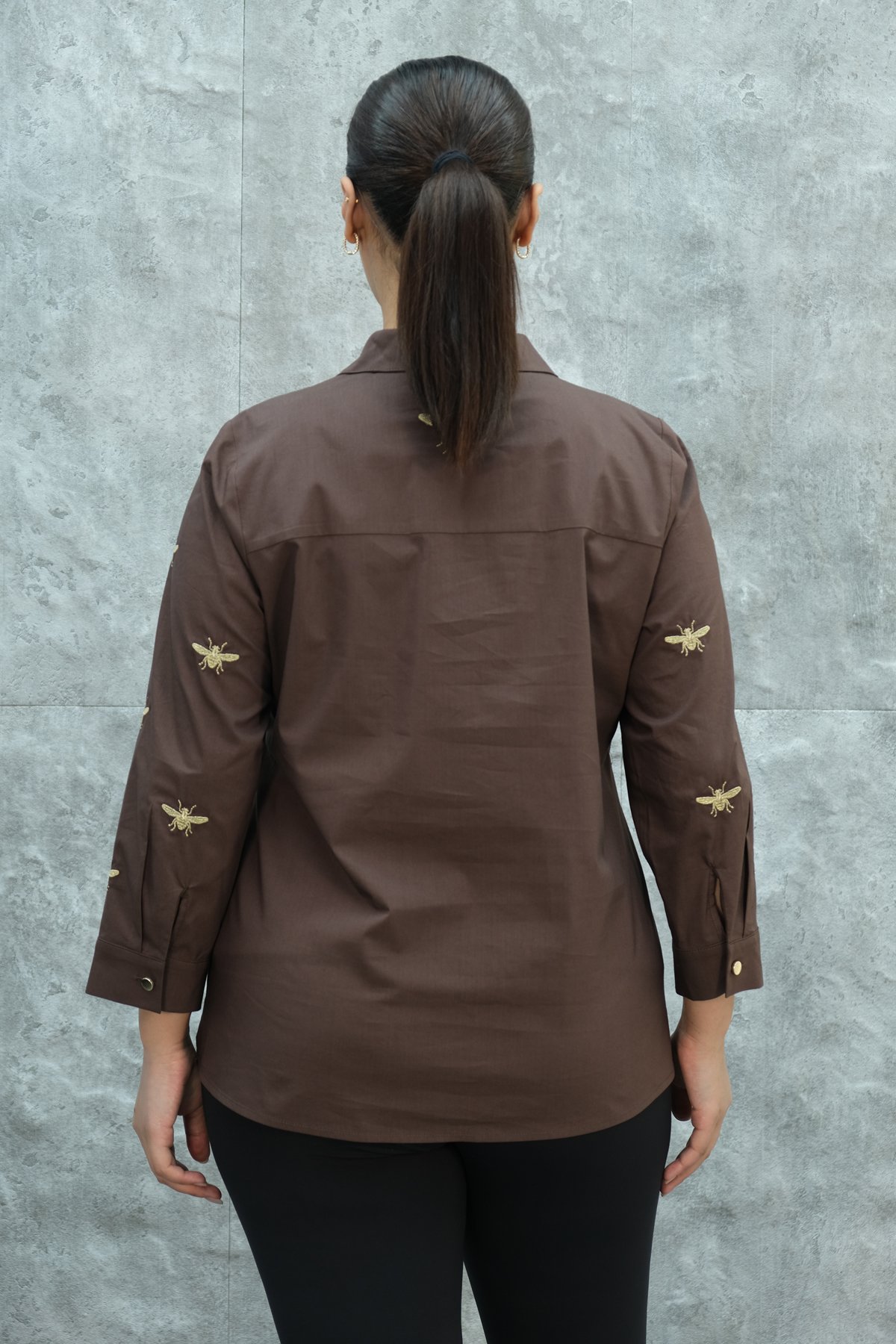 Büyük Beden Gömlek-Kahverengi