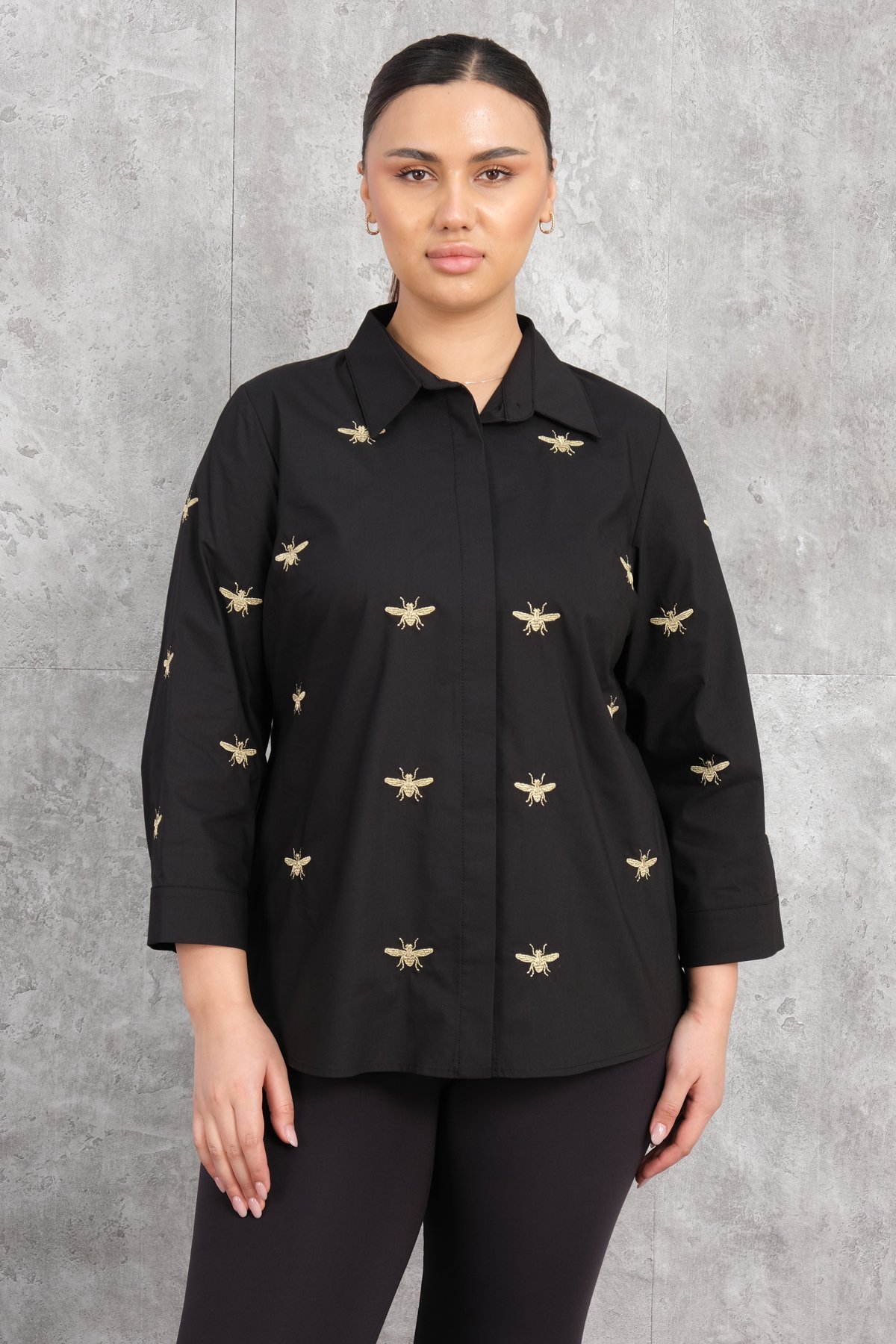 Рубашка больших размеров-Черный