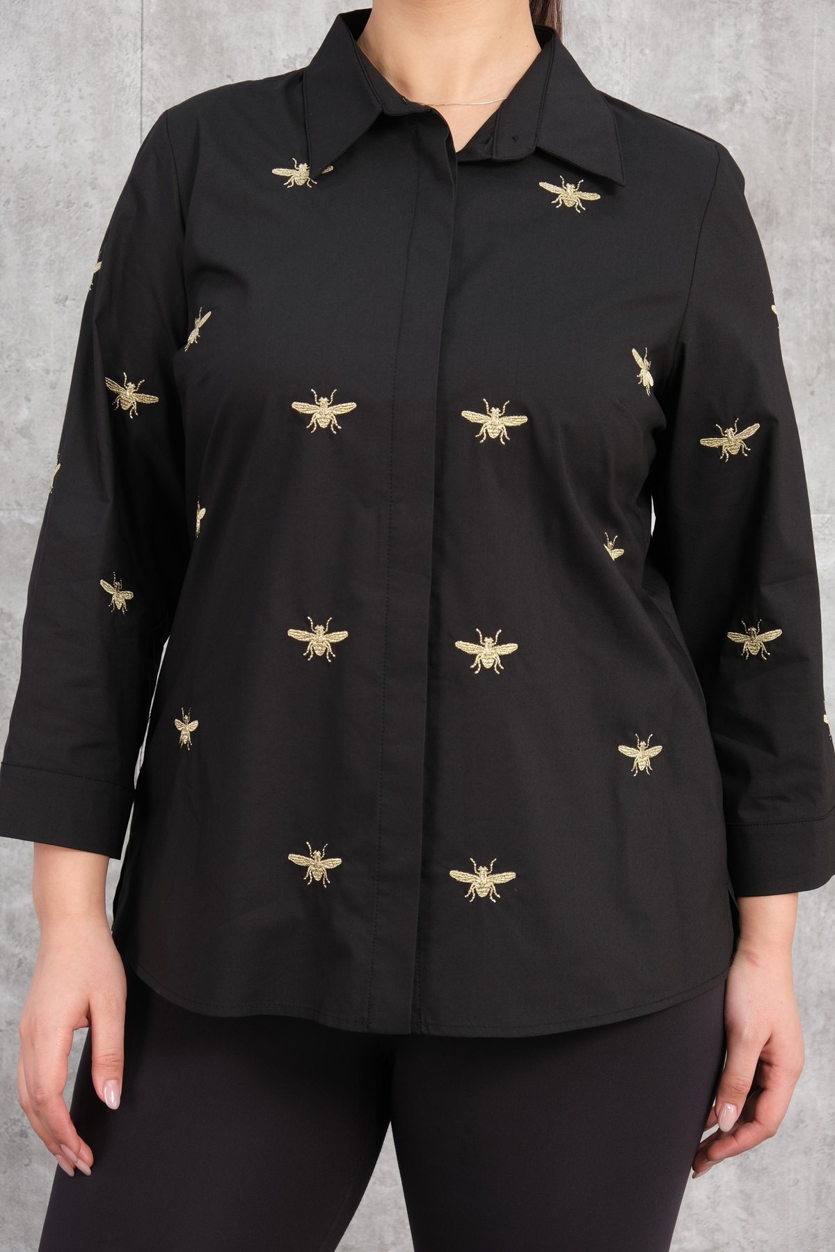 Рубашка больших размеров-Черный