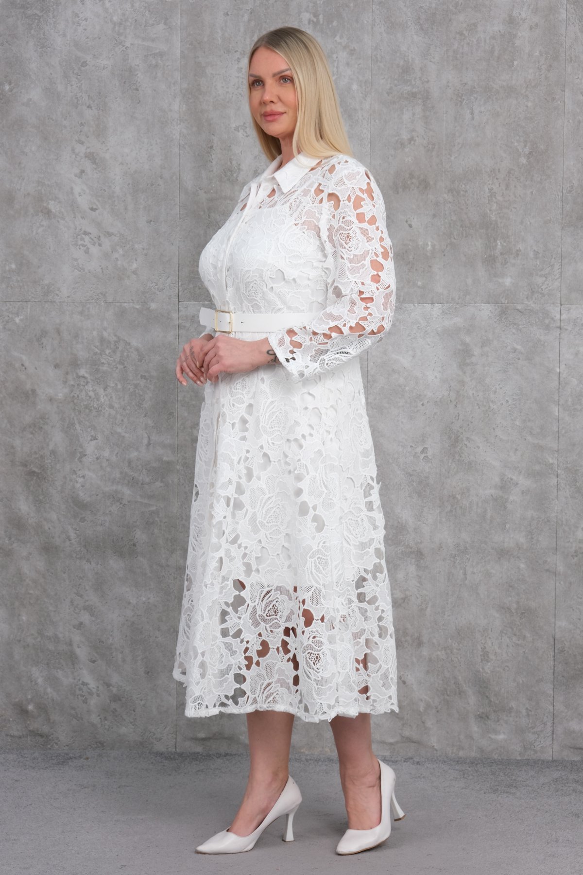 Casual Plus Size Dress-White