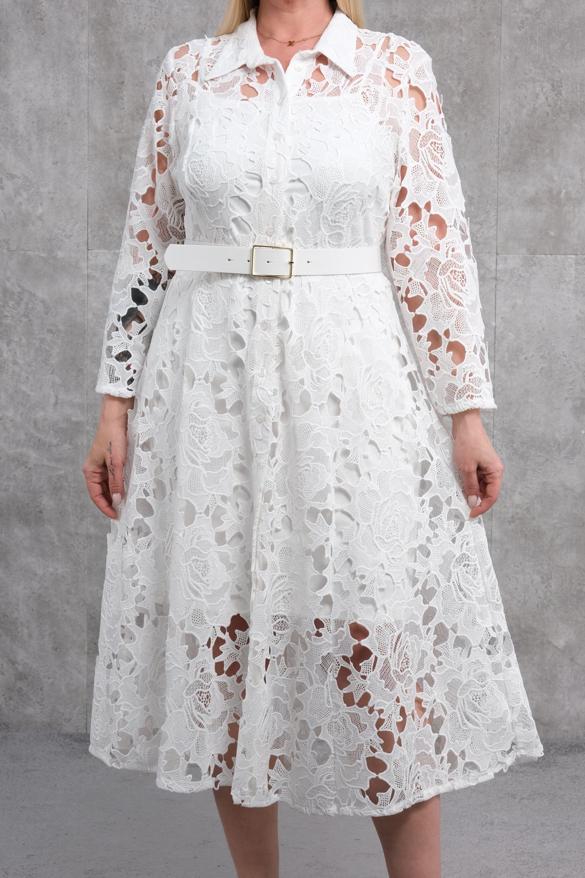 Casual Plus Size Dress-White