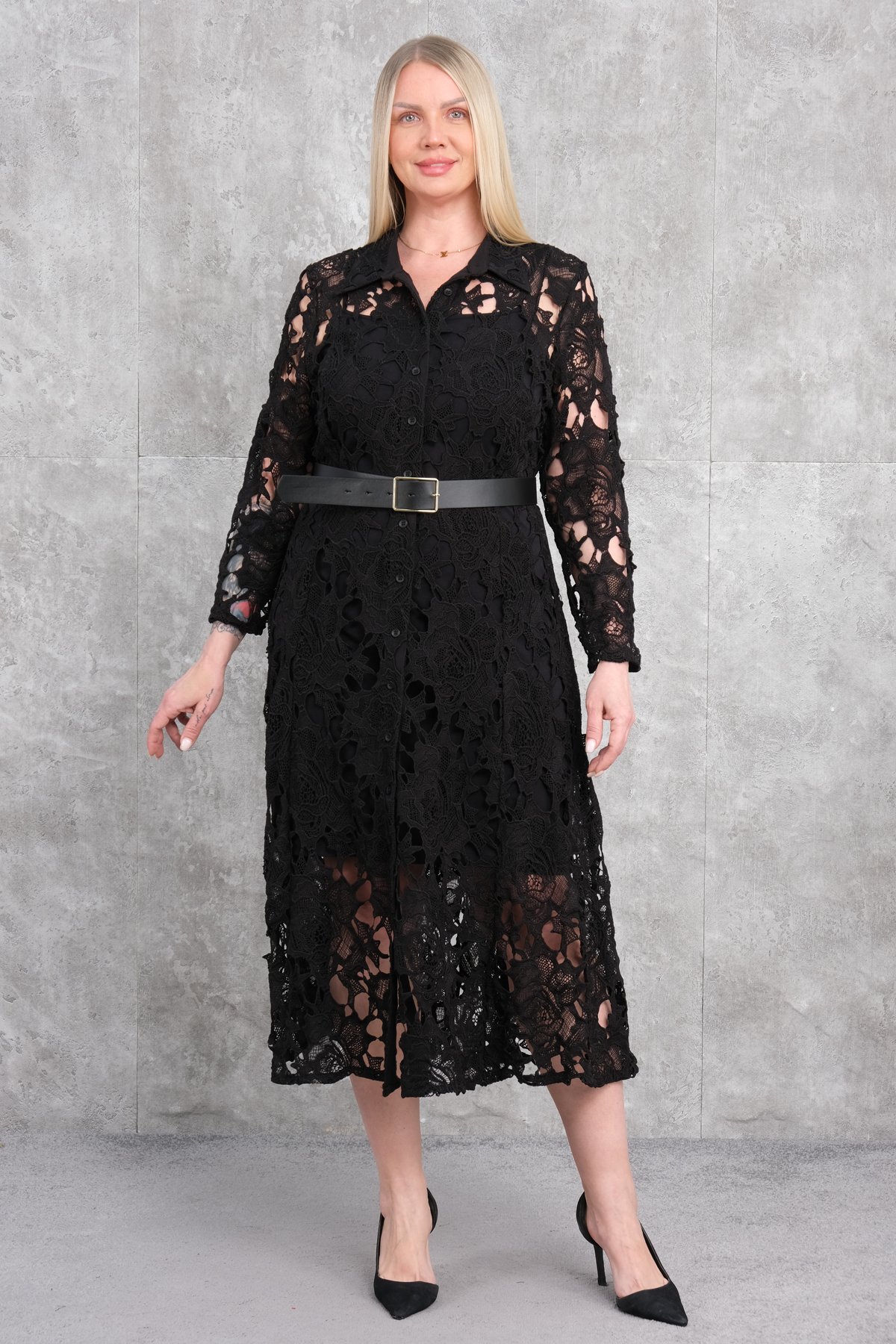 Casual Plus Size Dress-Black