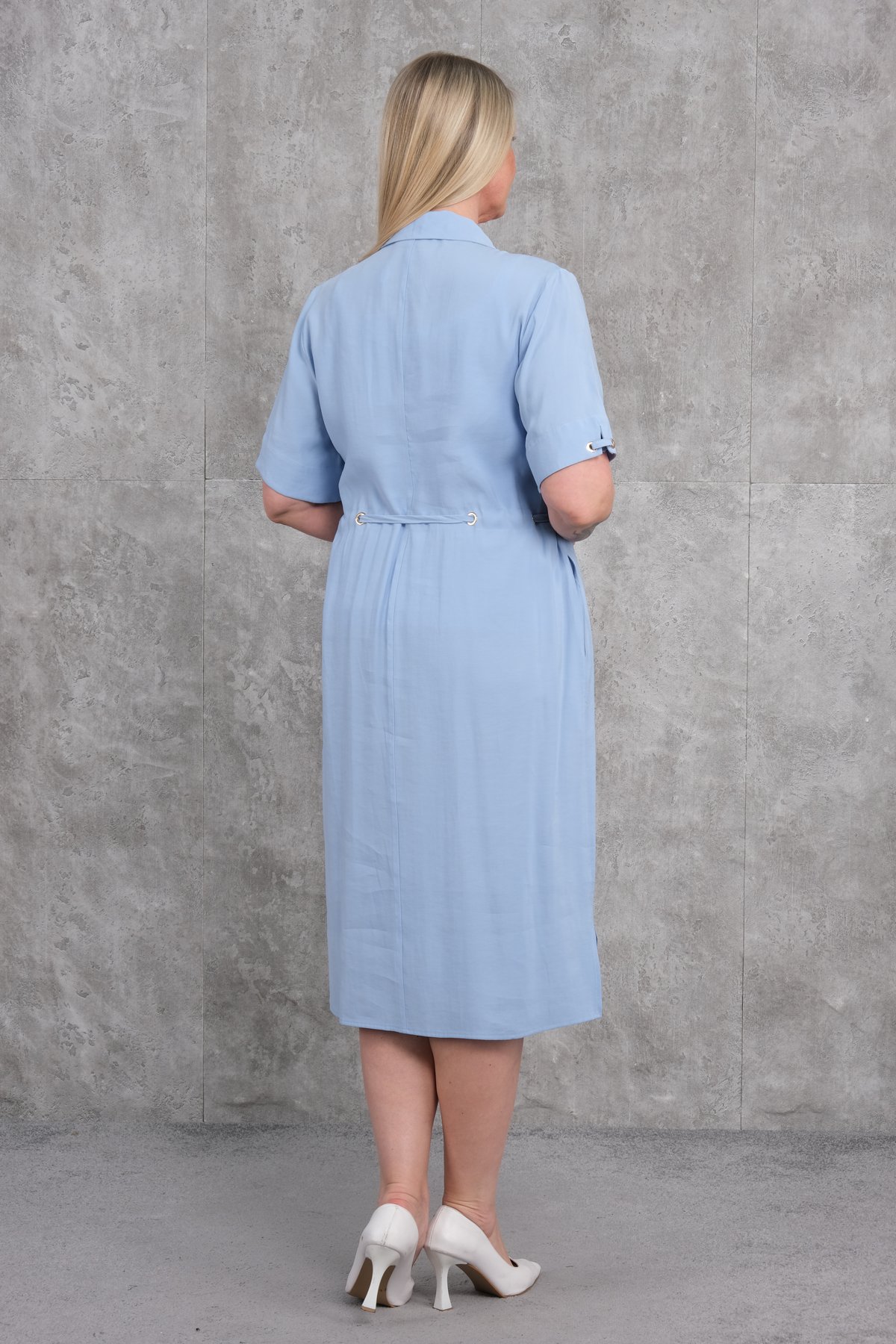 Casual Plus Size Dress-Blue