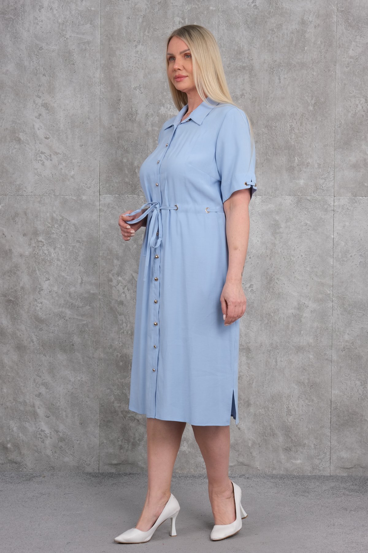 Casual Plus Size Dress-Blue